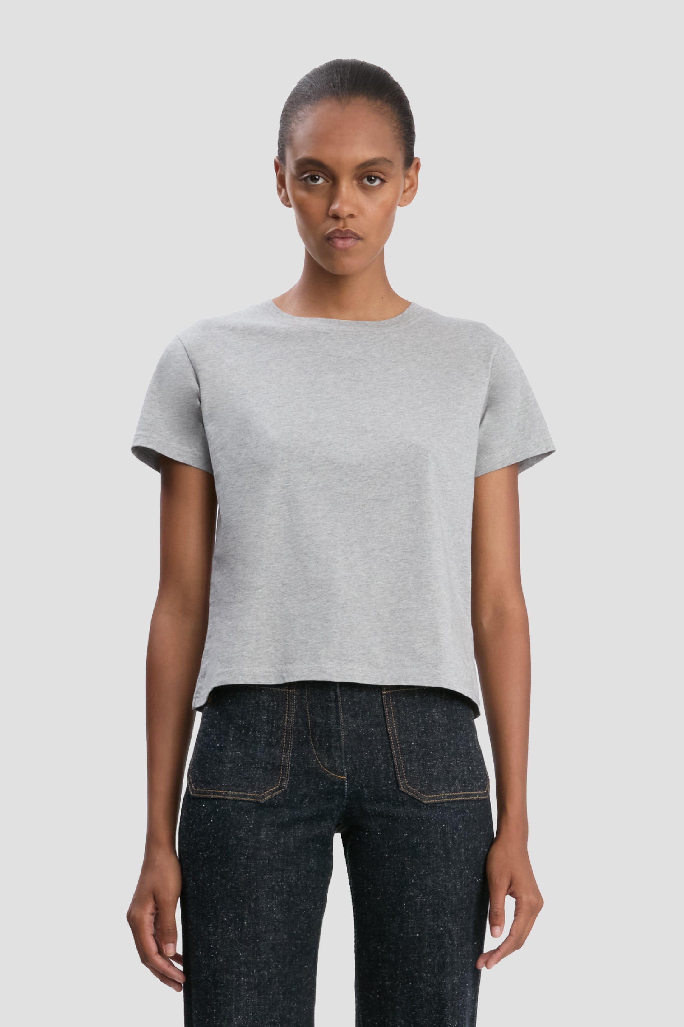 Shrunken Fit T-Shirt In Grey Marl