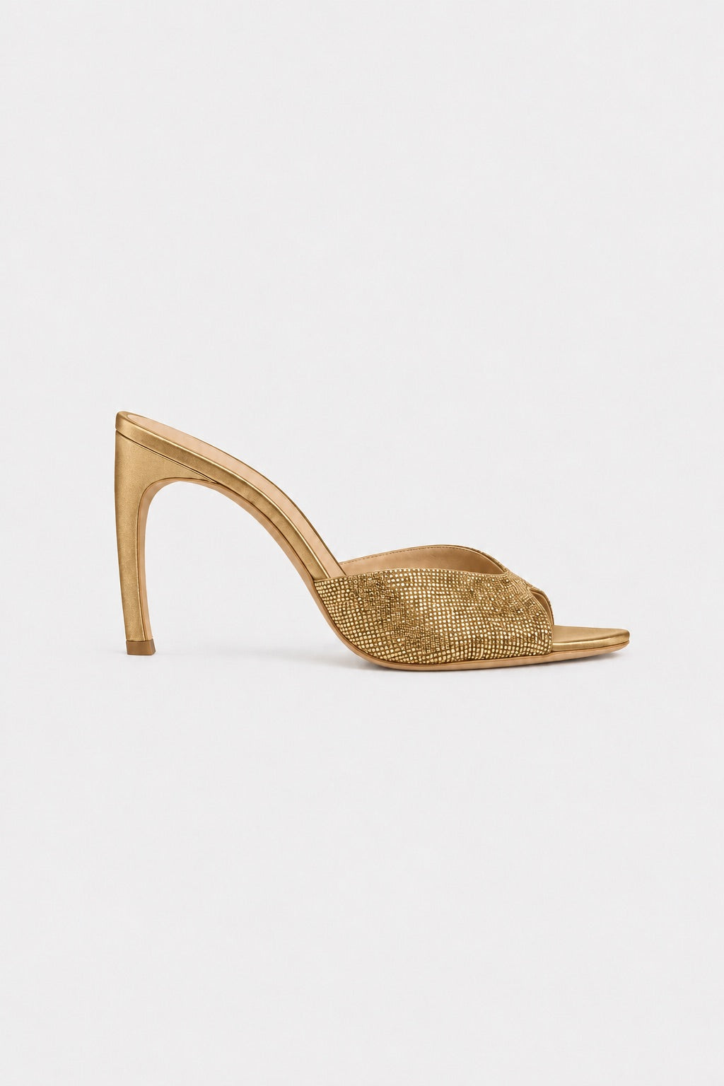 Harlow Open Toe Mule 100 Gold Beaded Satin