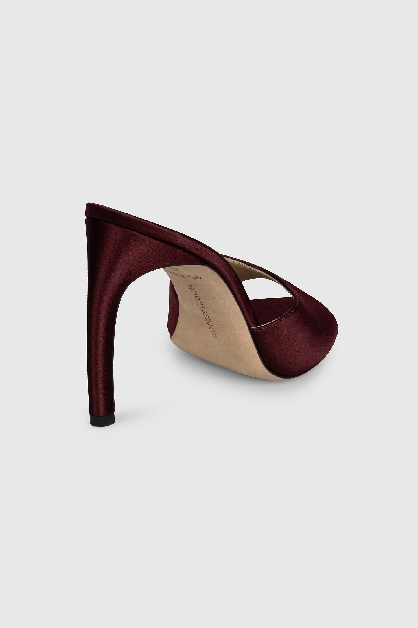 Harlow Open Toe Mule 100 Burgundy Satin
