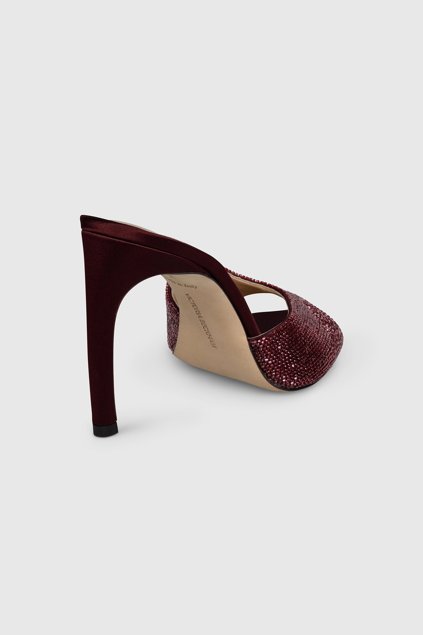 Harlow Open Toe Mule 100 Burgundy Beaded Satin