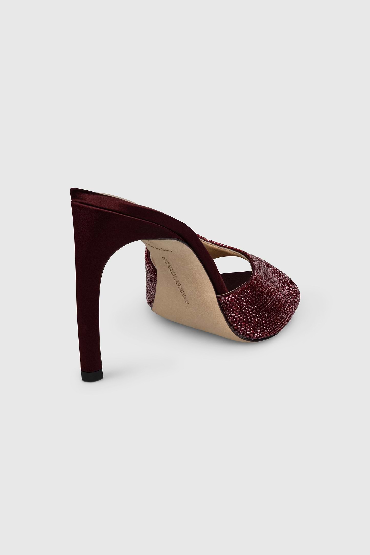 Harlow Open Toe Mule 100 Burgundy Beaded Satin