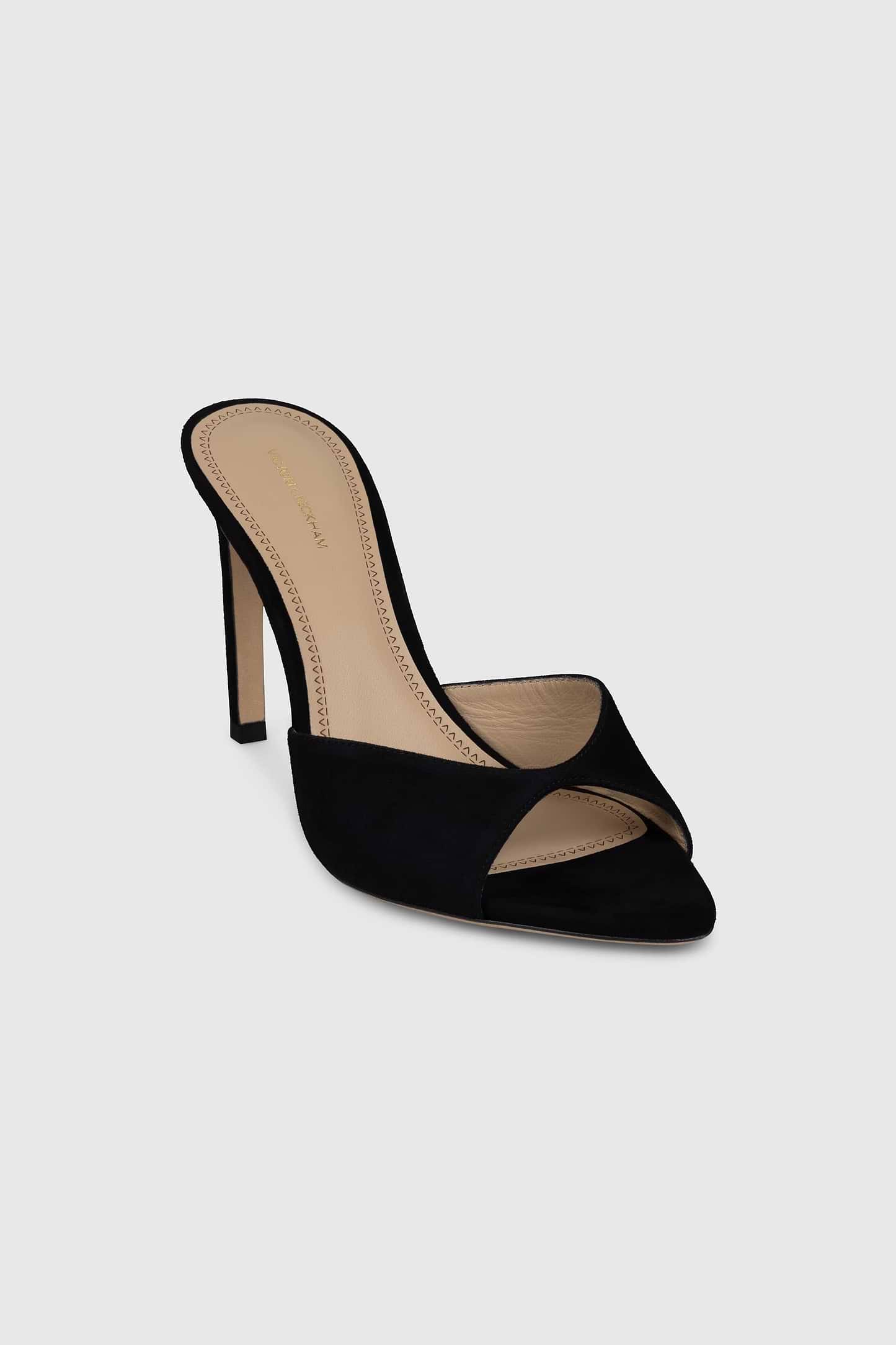 Harlow Open Toe Mule 100 Black Suede