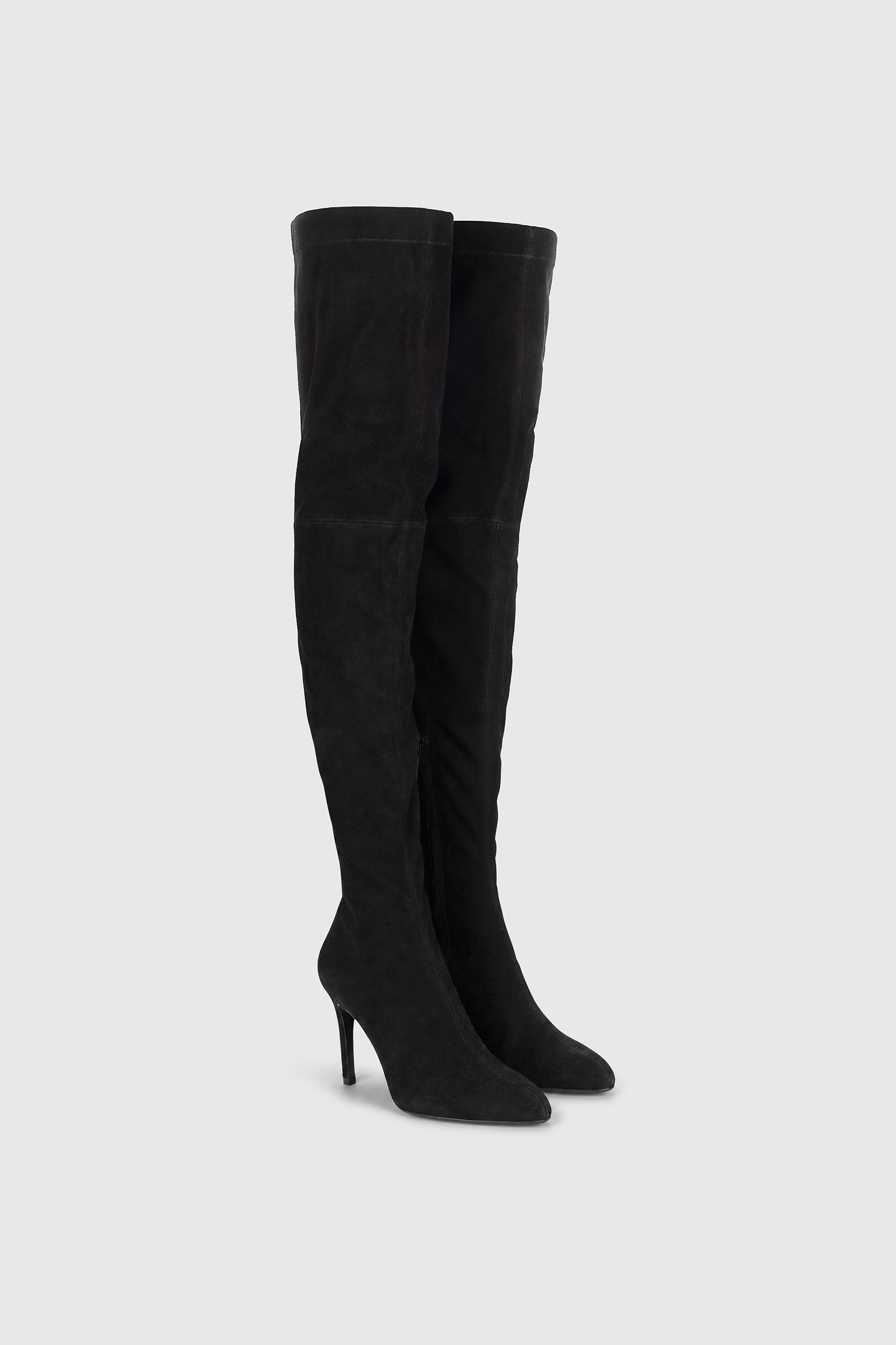 Harlow Thigh-High Boot 100 Black Stretch Suede