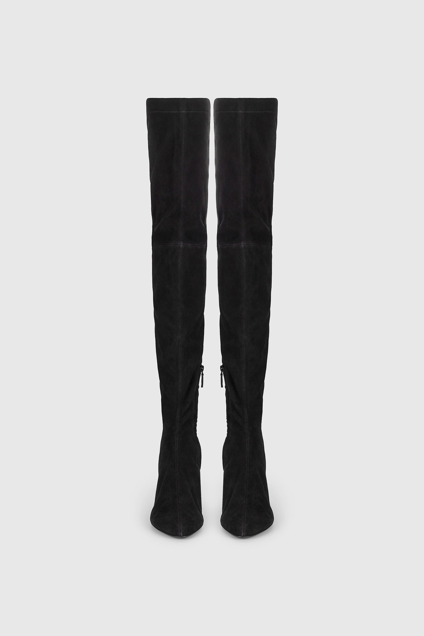 Harlow Thigh-High Boot 100 Black Stretch Suede