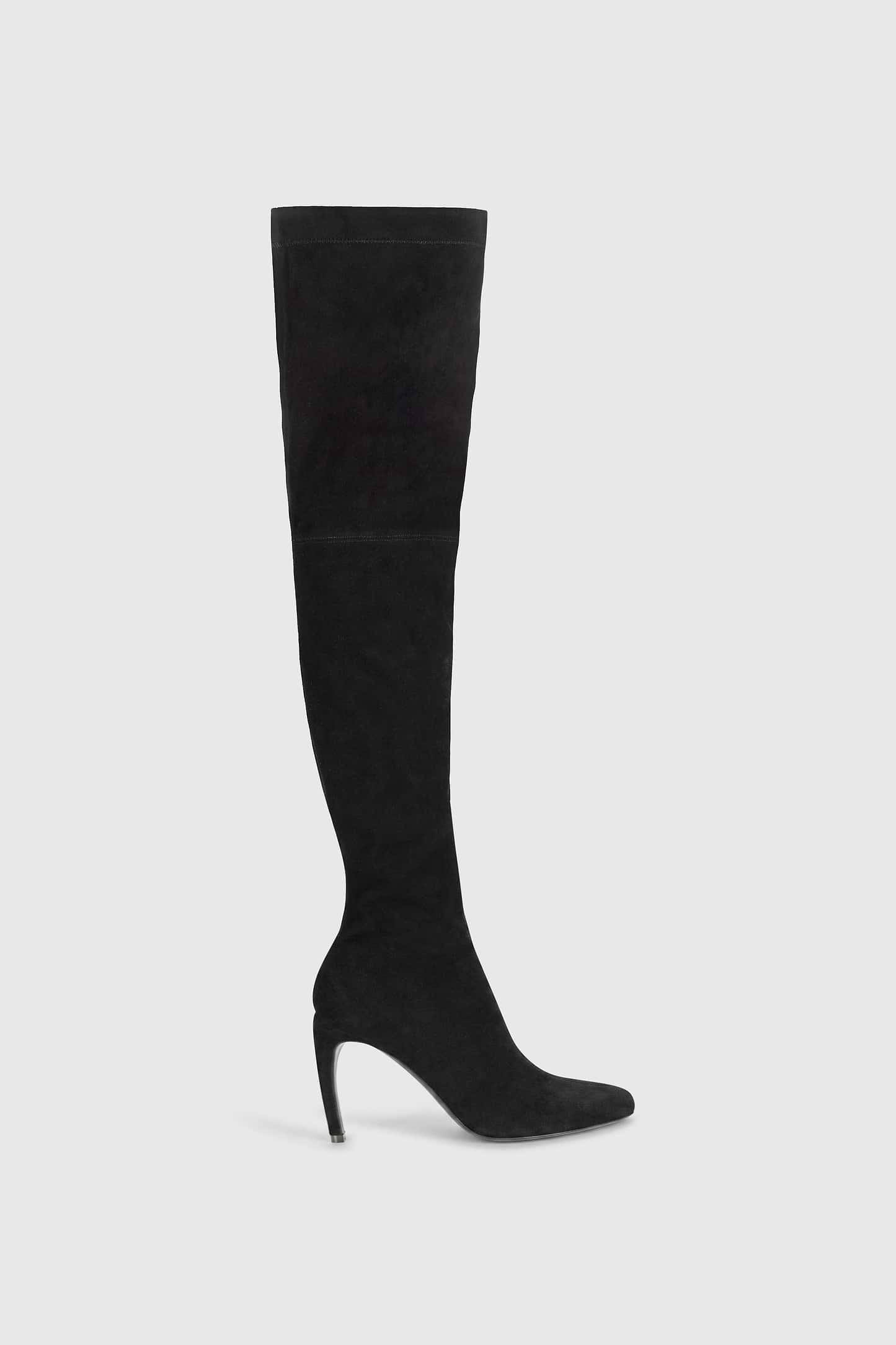 Harlow Thigh-High Boot 100 Black Stretch Suede