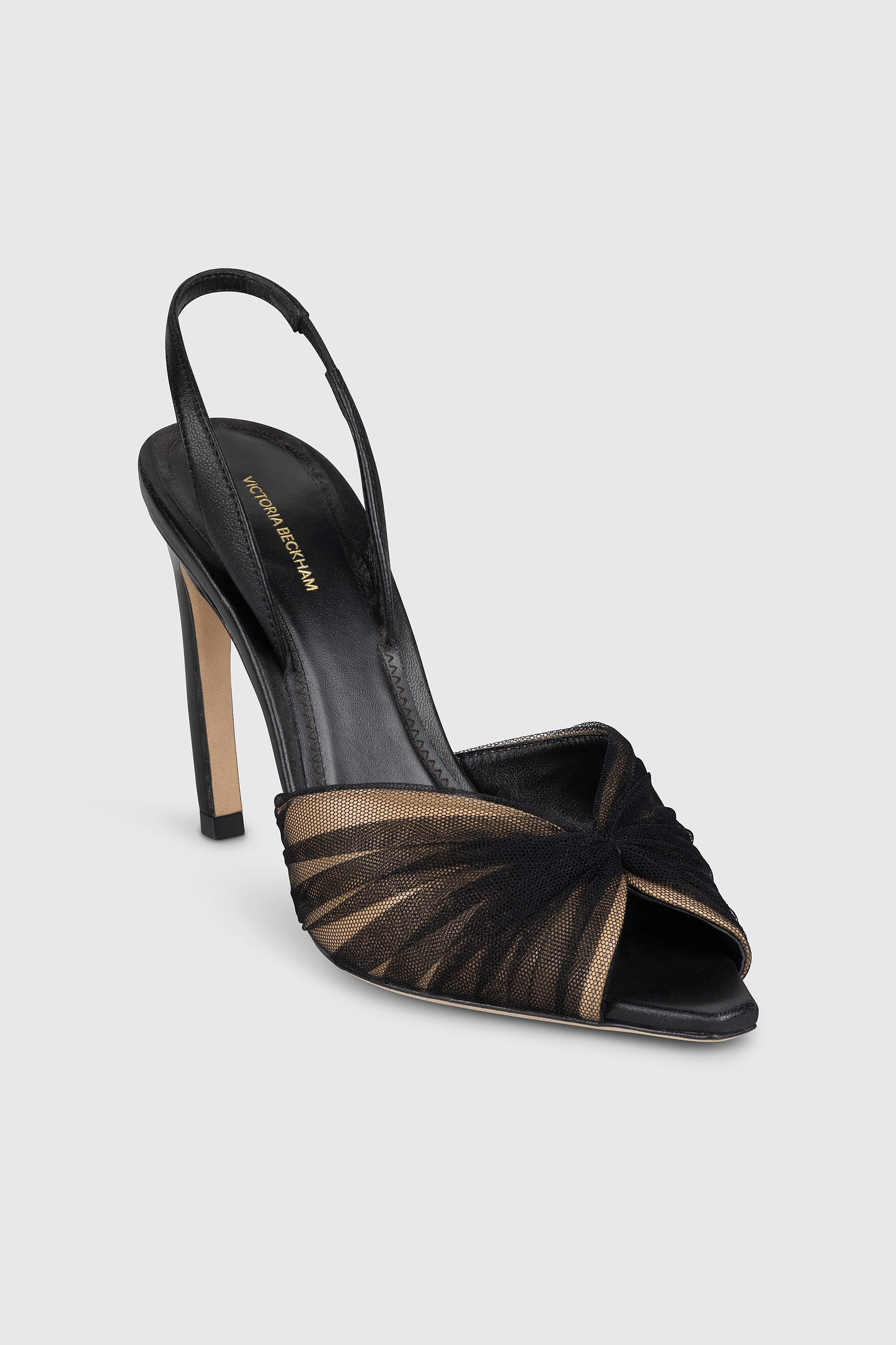Harlow Halter Back 100 Black & Nude Tulle & Nappa Leather