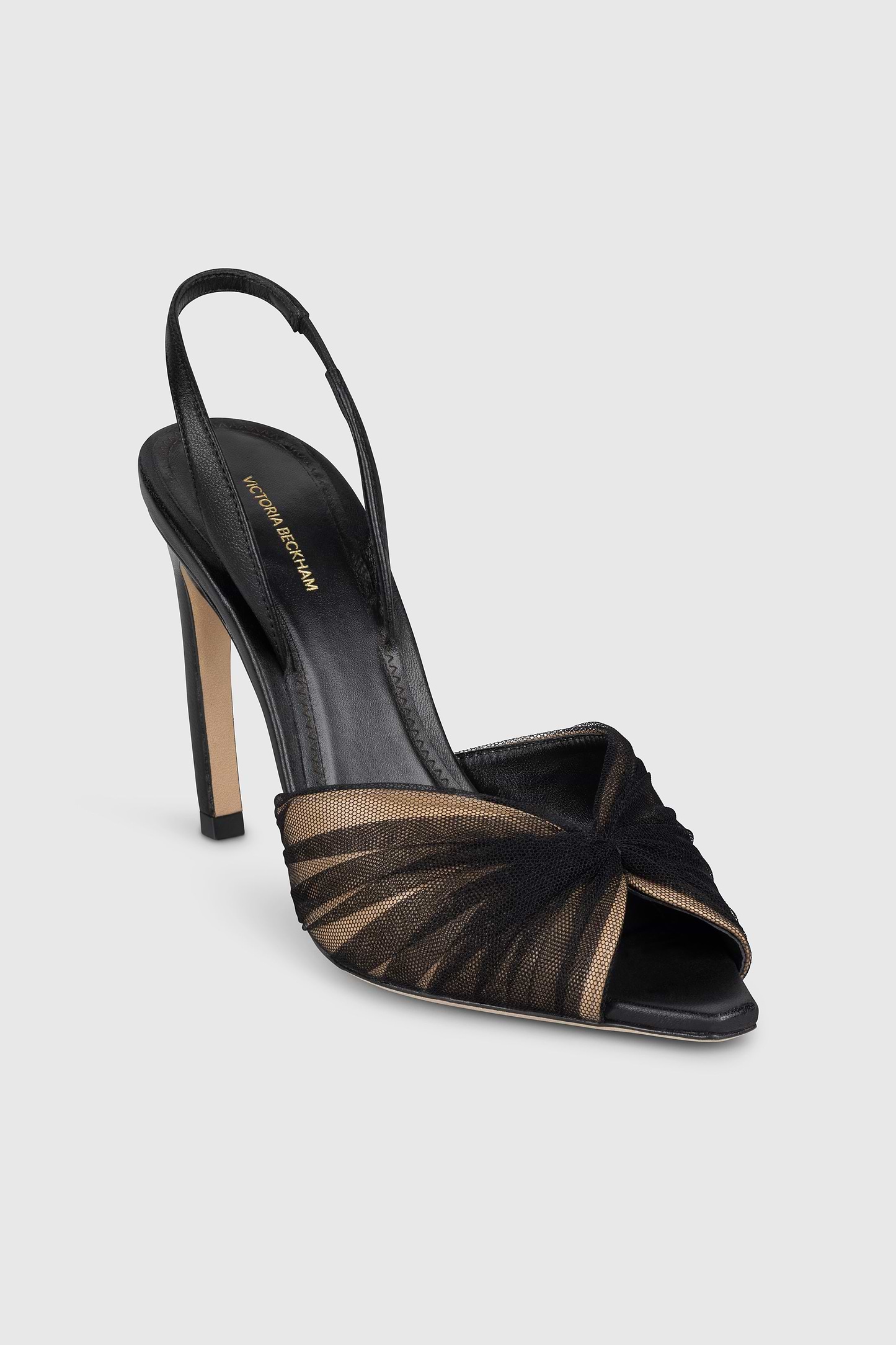 Harlow Halter Back 100 Black & Nude Tulle & Nappa Leather