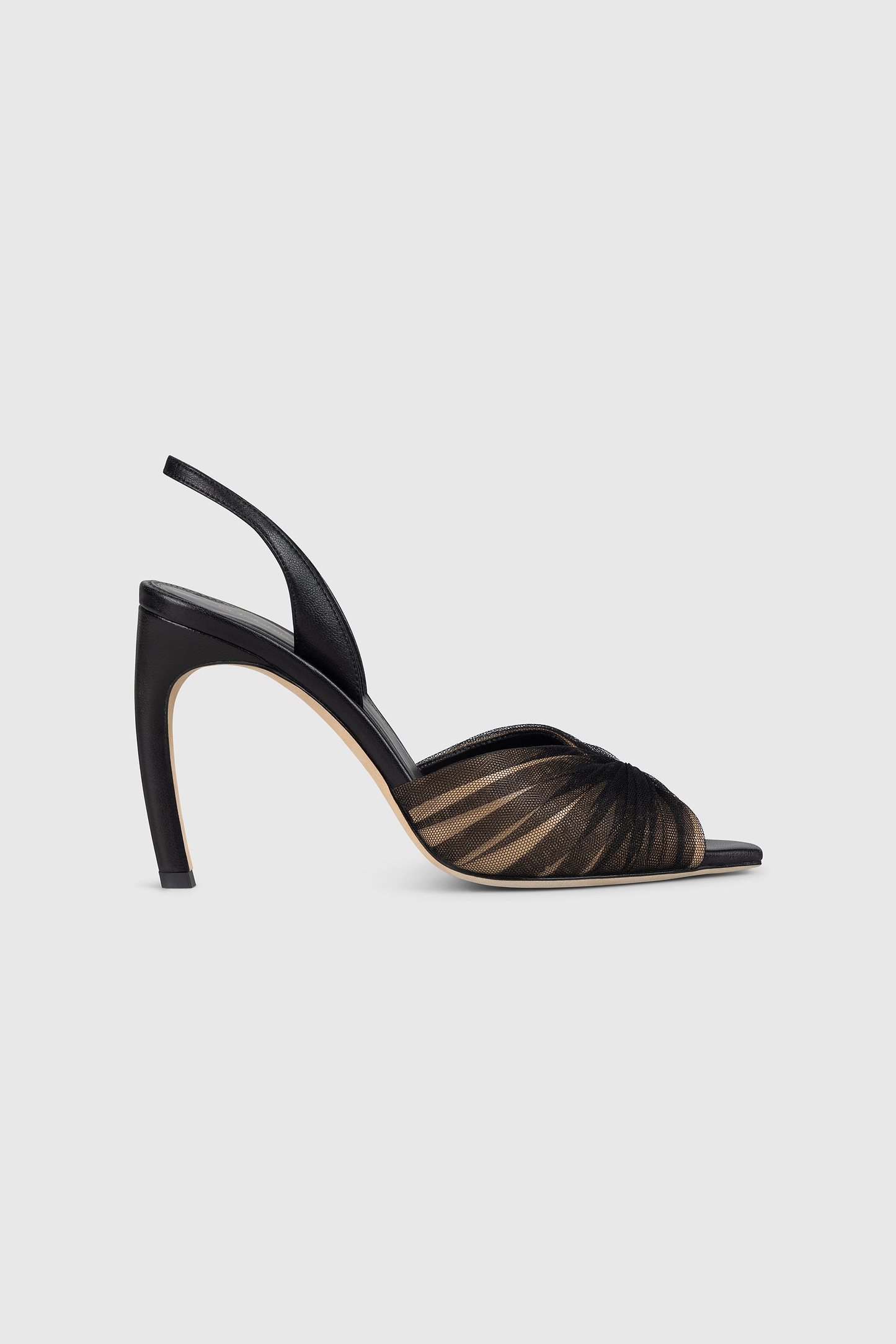 Harlow Halter Back 100 Black & Nude Tulle & Nappa Leather