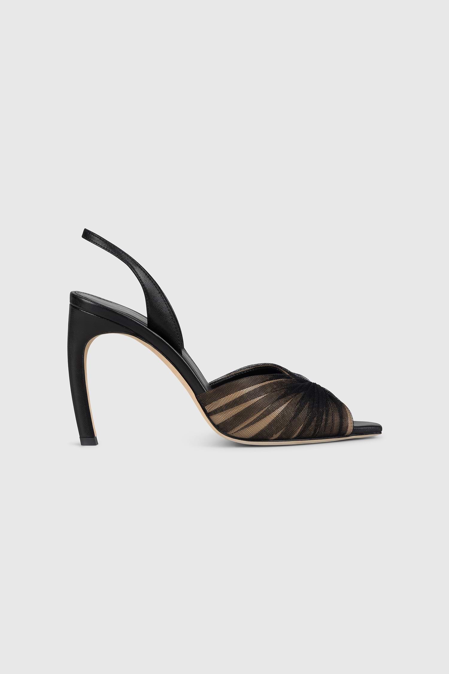 Harlow Halter Back 100 Black & Nude Tulle & Nappa Leather