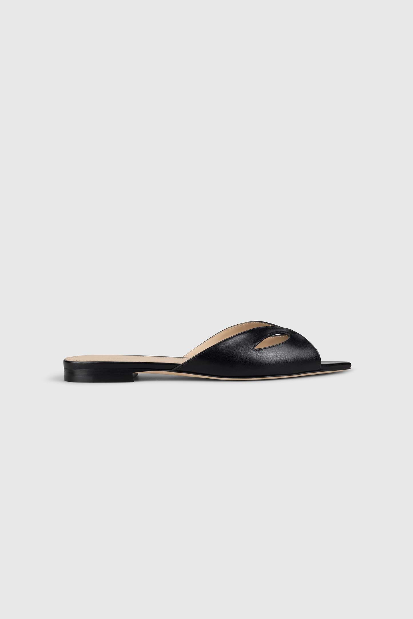 Harlow Mask Flat Sandal Black Nappa Leather