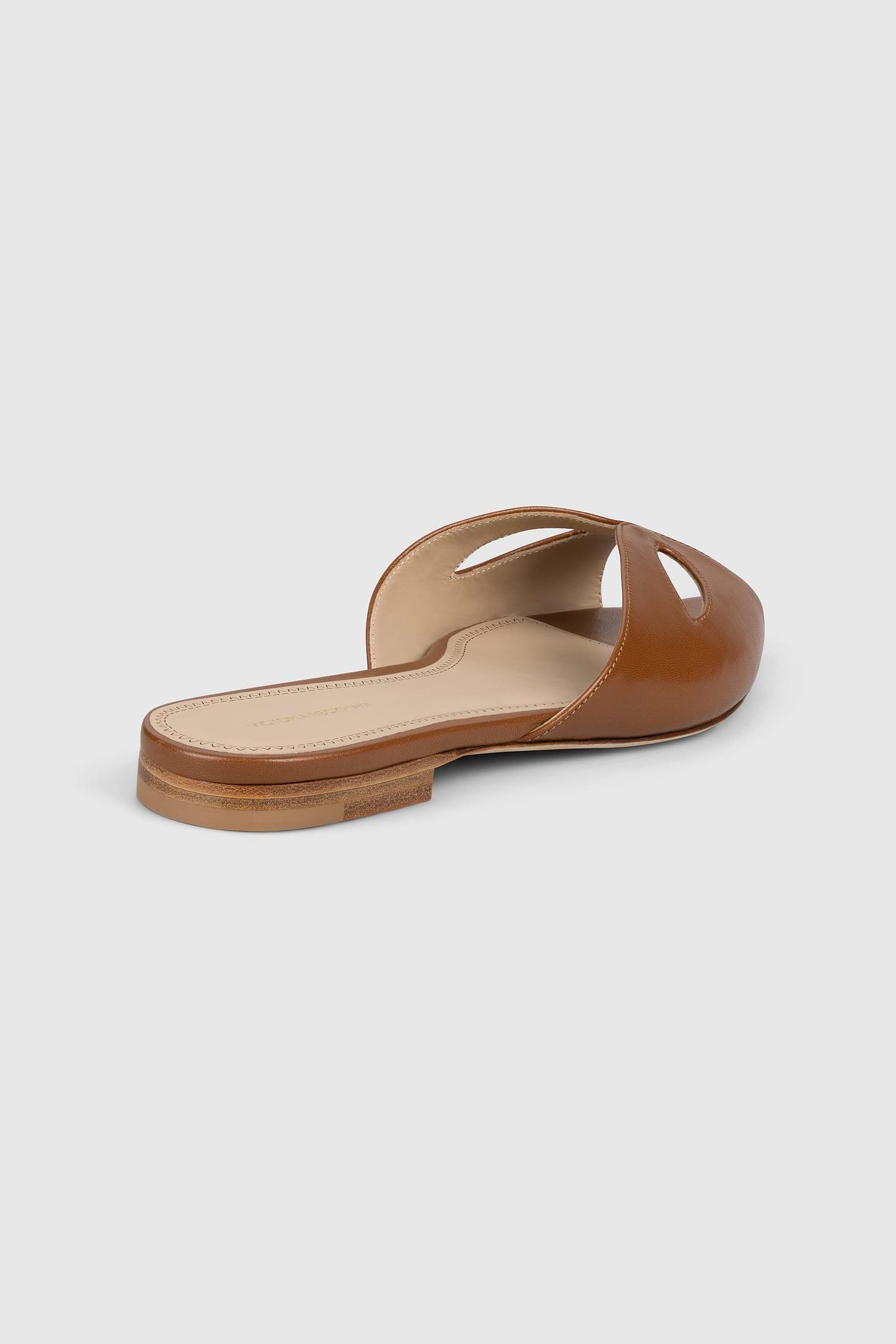 Harlow Mask Flat Sandal Caramel Nappa Leather