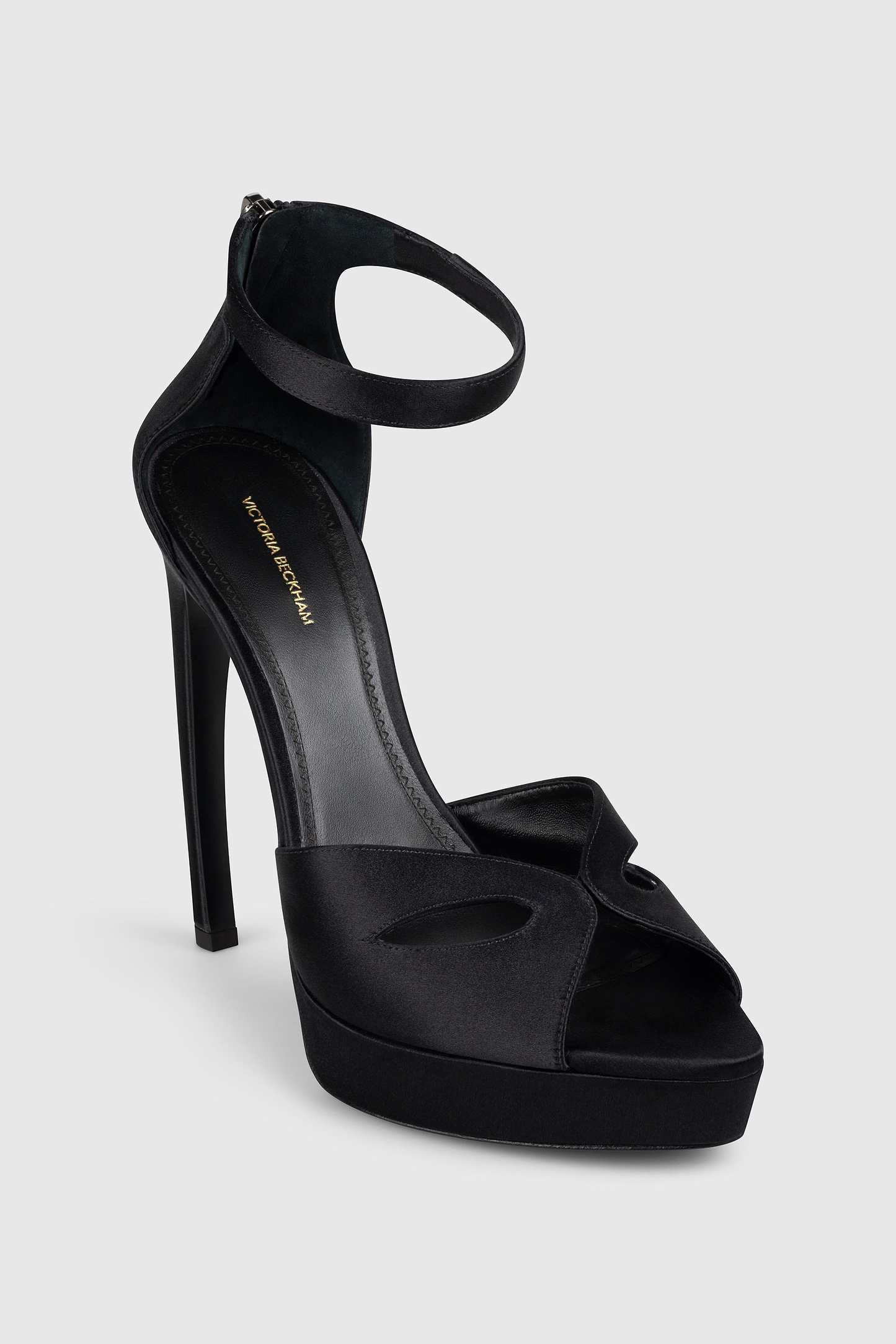 Harlow Mask Platform Sandal 135 Black Satin
