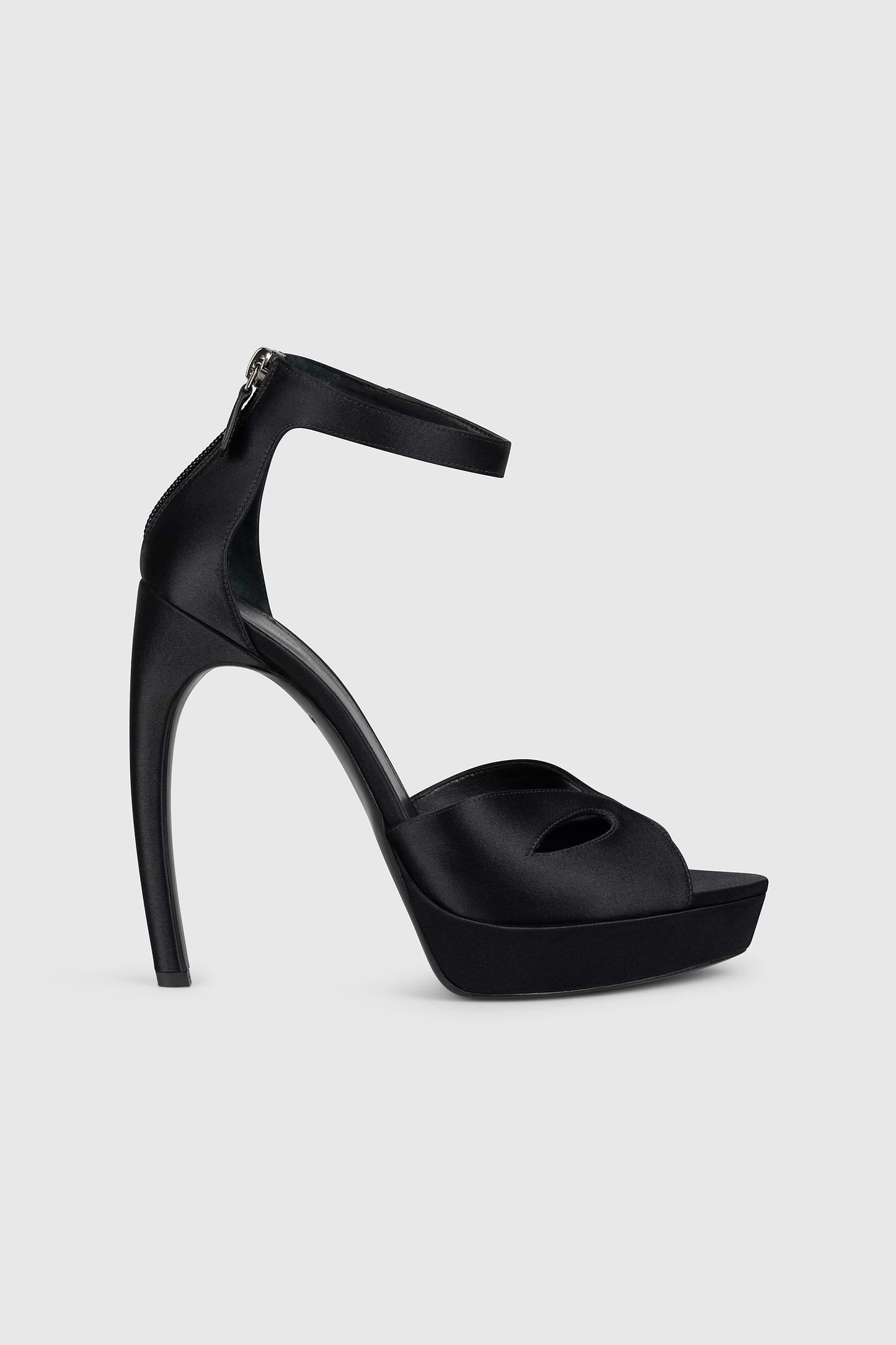 Harlow Mask Platform Sandal 135 Black Satin