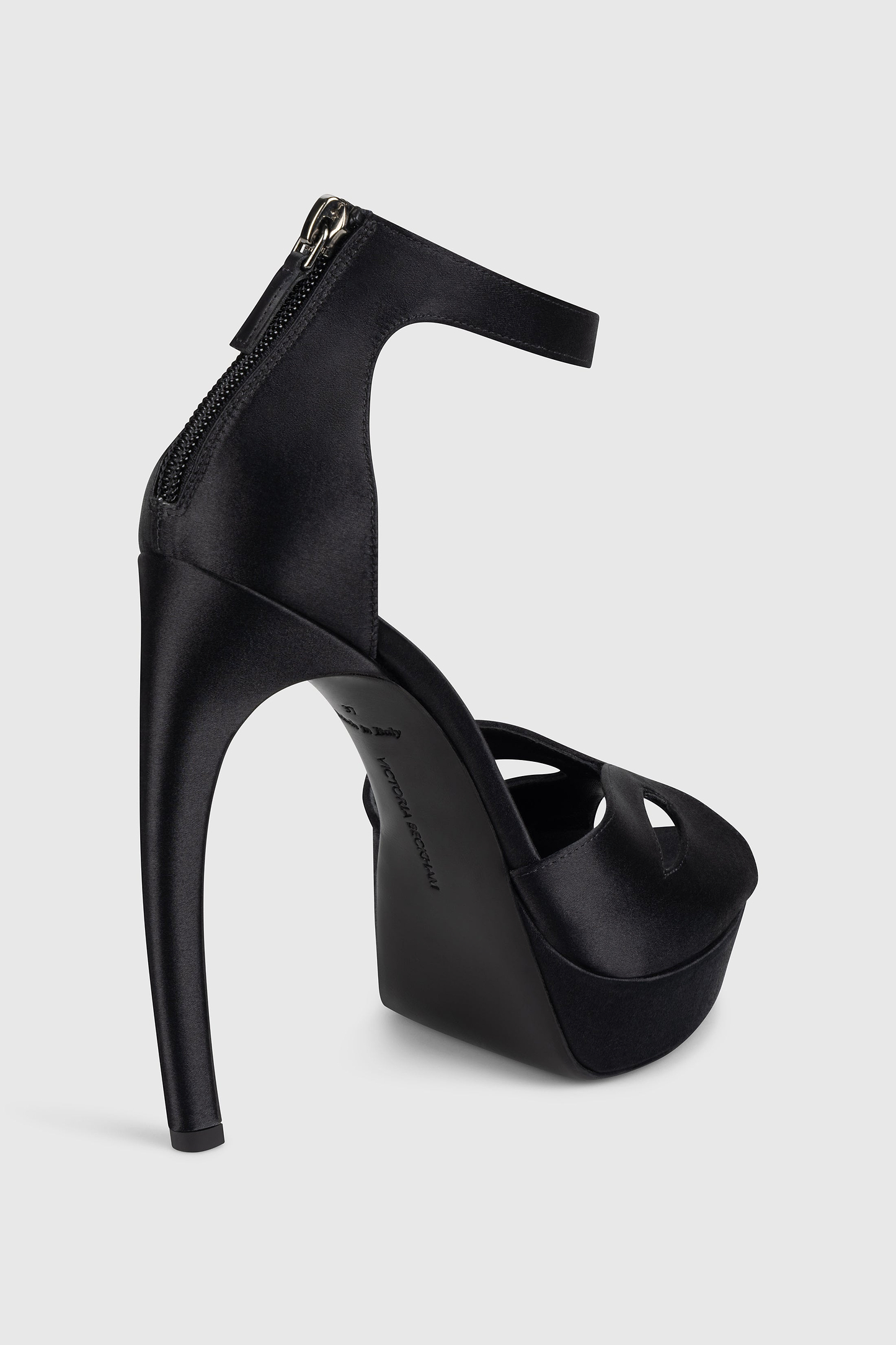 Harlow Mask Platform Sandal 135 Black Satin