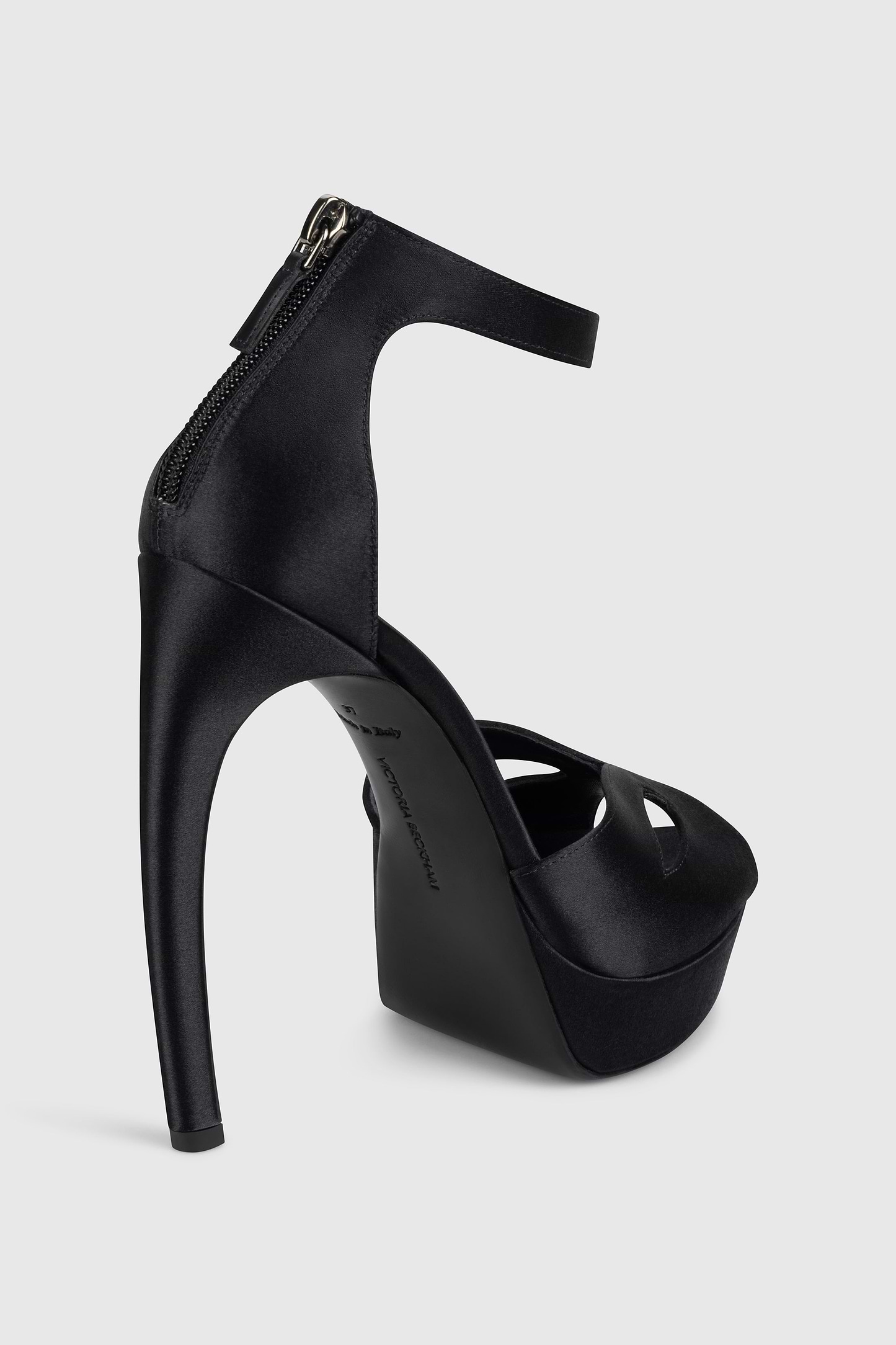 Harlow Mask Platform Sandal 135 Black Satin