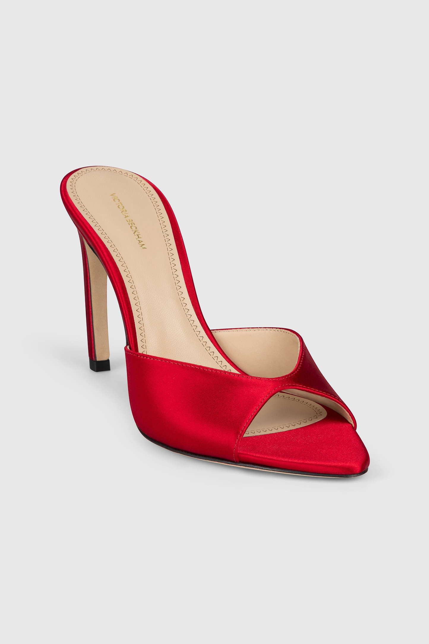 Harlow Open Toe Mule 100 Cherry Red Satin