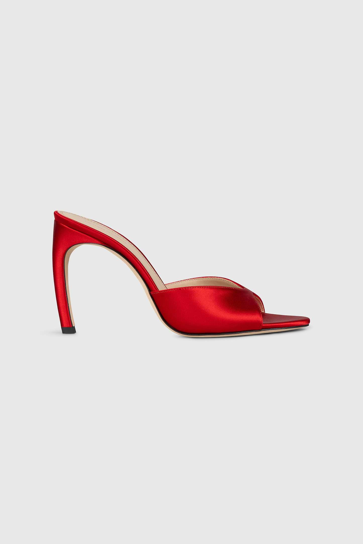 Harlow Open Toe Mule 100 Cherry Red Satin
