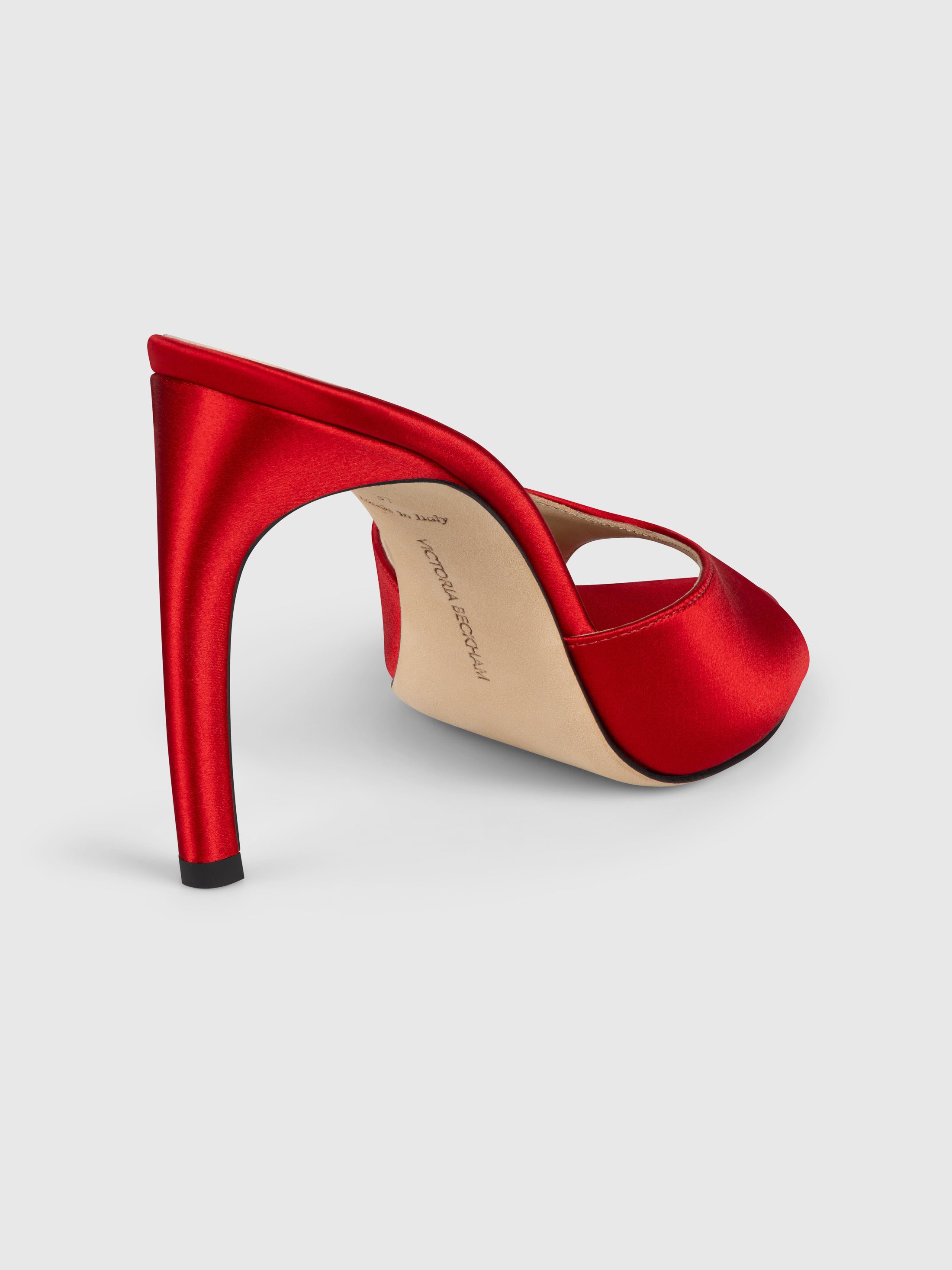 Harlow Open Toe Mule 100 Cherry Red Satin