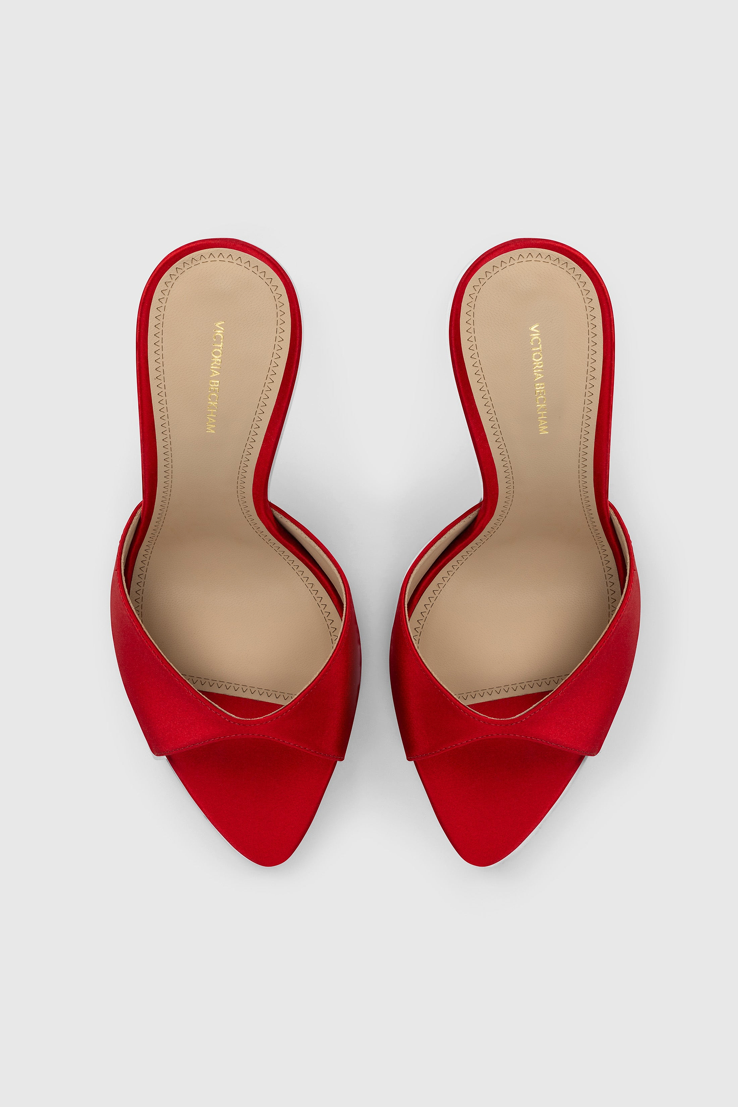 Harlow Open Toe Mule 100 Cherry Red Satin