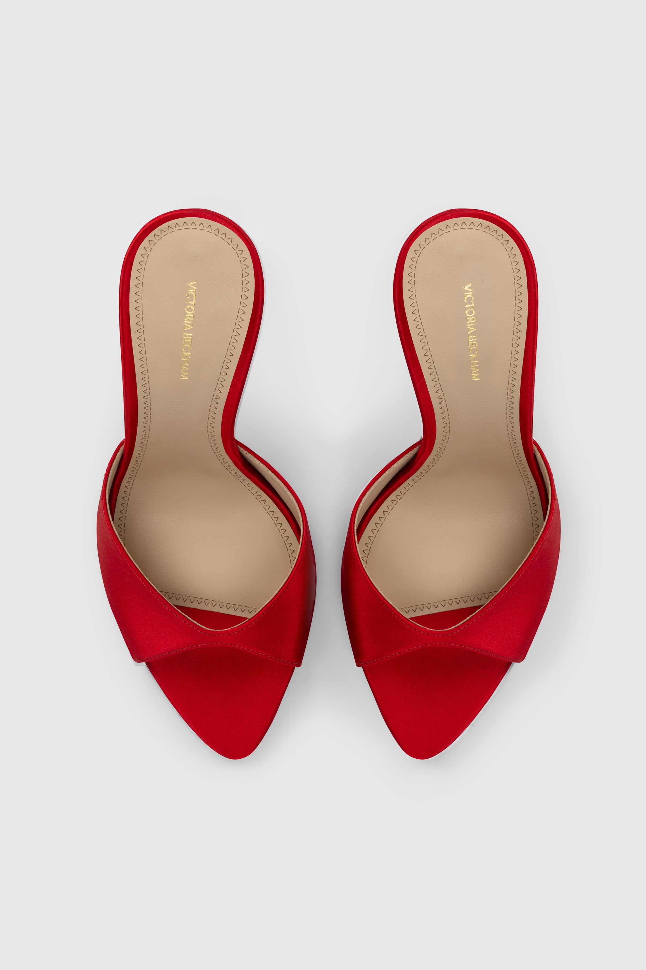 Harlow Open Toe Mule 100 Cherry Red Satin