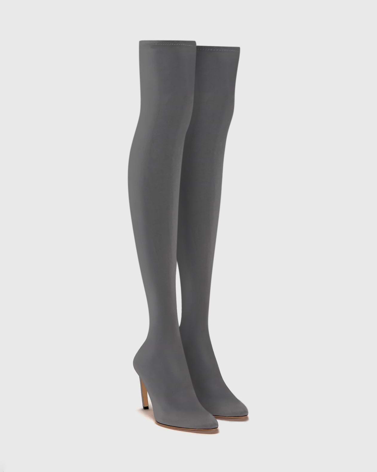 Harlow Thigh-High Boot 100 Grey Jersey