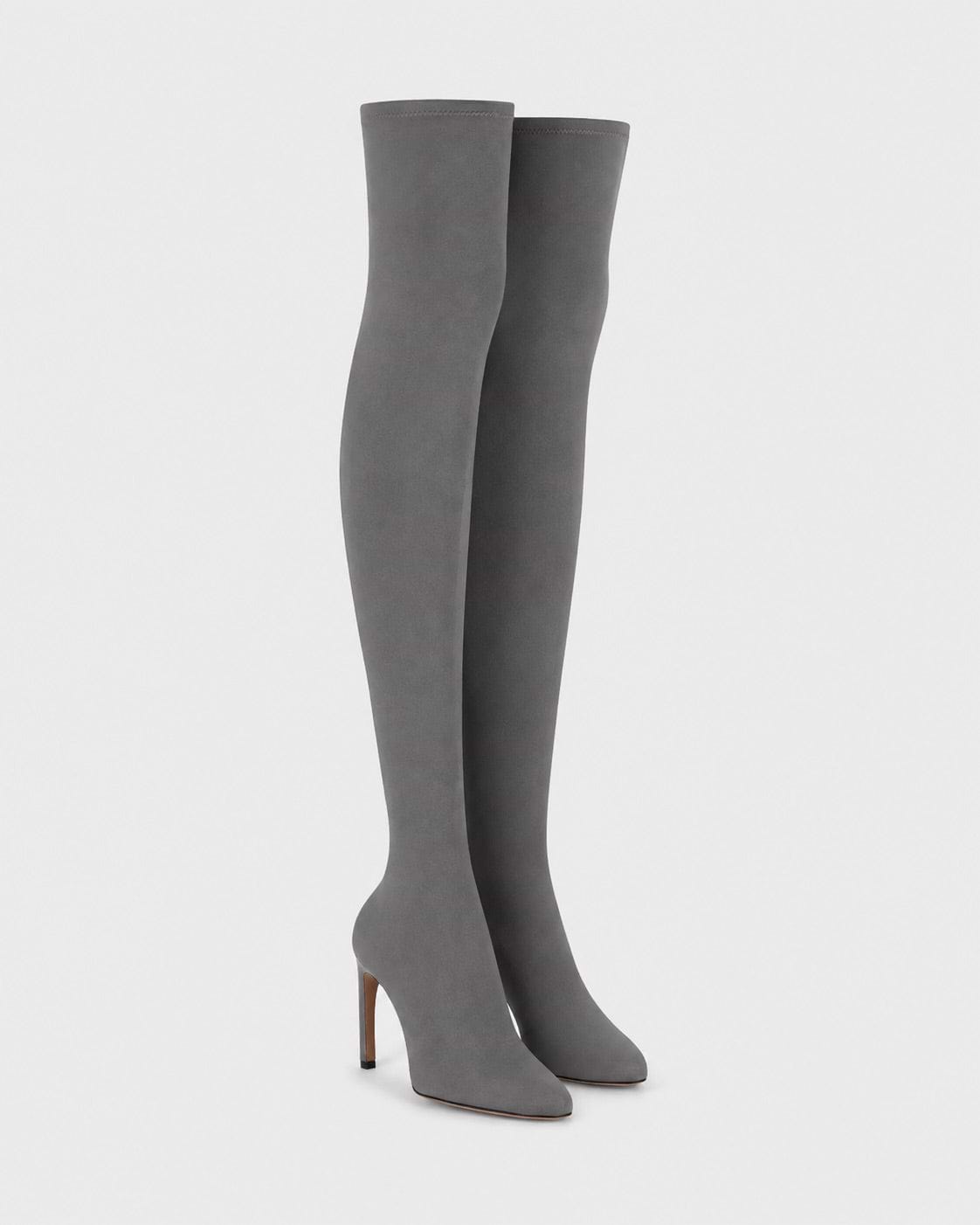 Harlow Thigh-High Boot 100 Grey Jersey