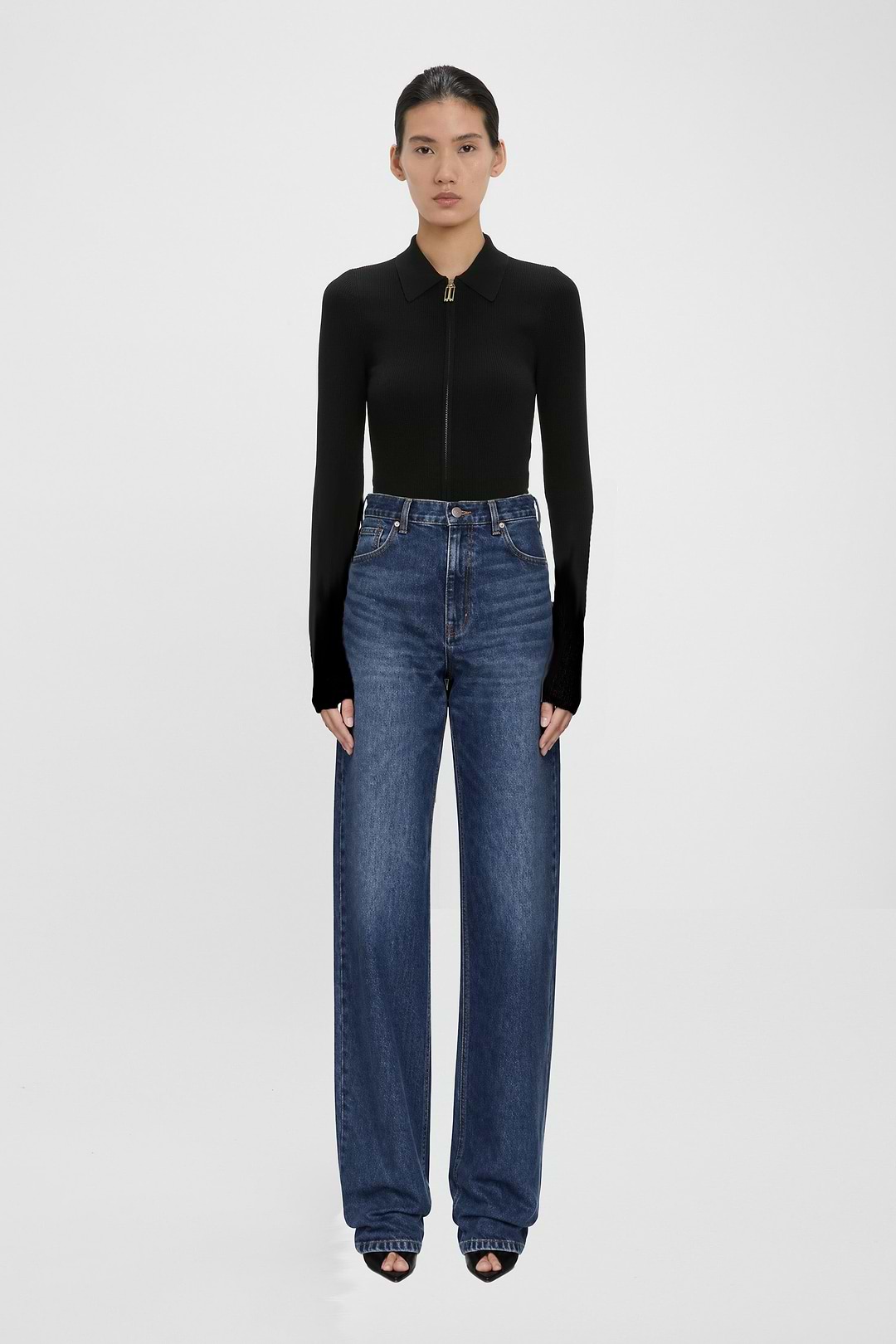 High Waist Jean In Mid Blue Wash