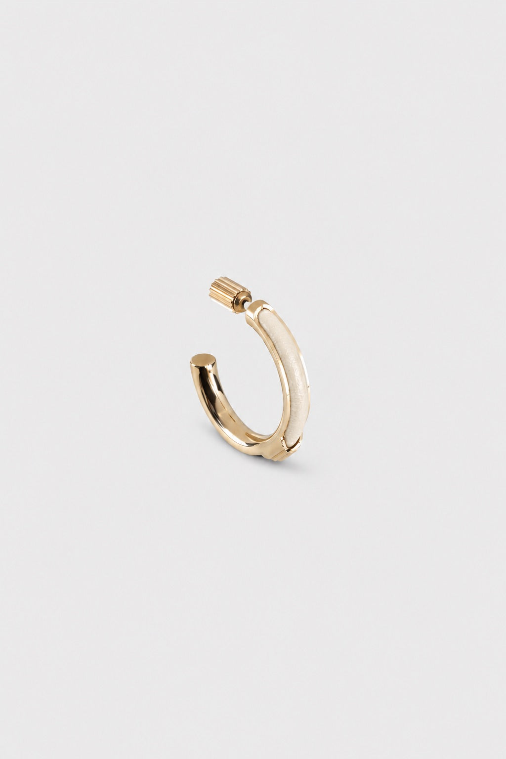 Strobel Hoop Earrings In Ceramic Brass & Leather