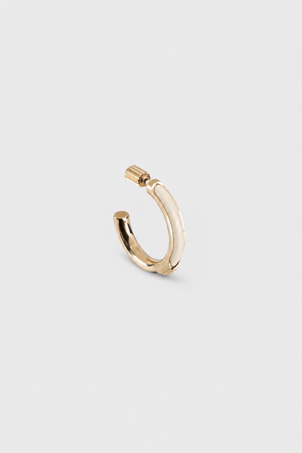 Strobel Hoop Earrings In Ceramic Brass & Leather