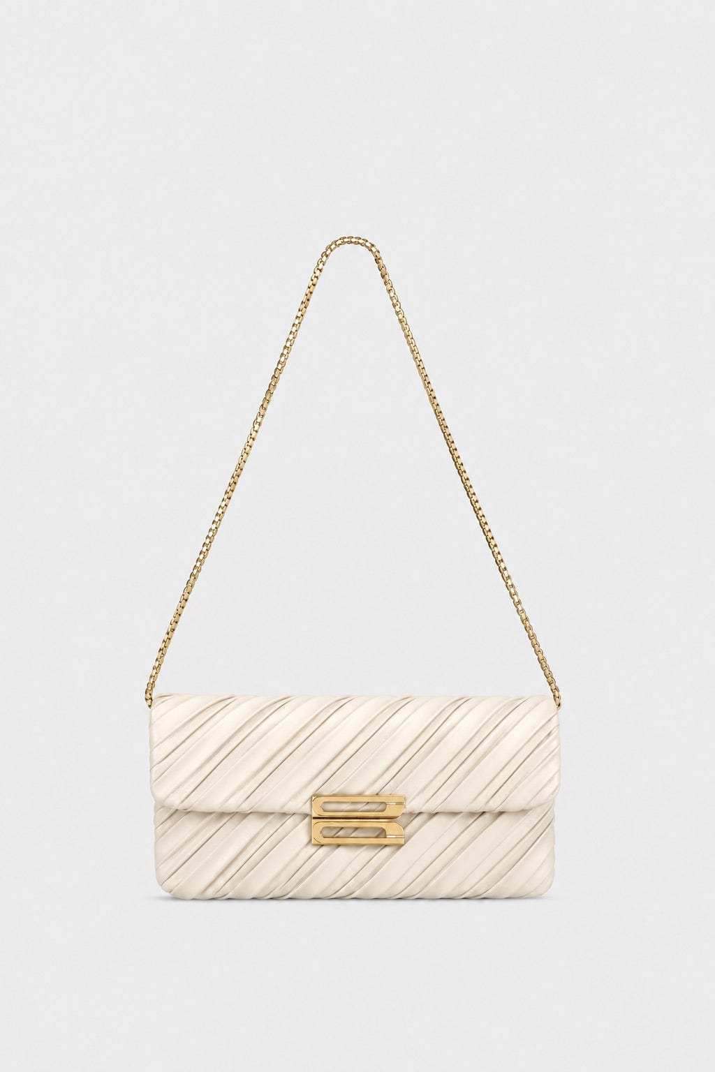 Soft Dorian Chain Baguette Ceramic Pleated Nappa