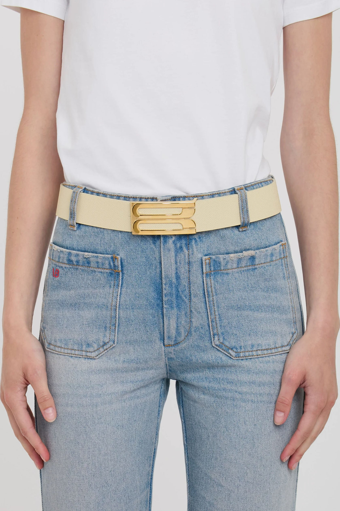 Dorian Frame Belt Jumbo 40mm Ivory Grainy Calf Leather