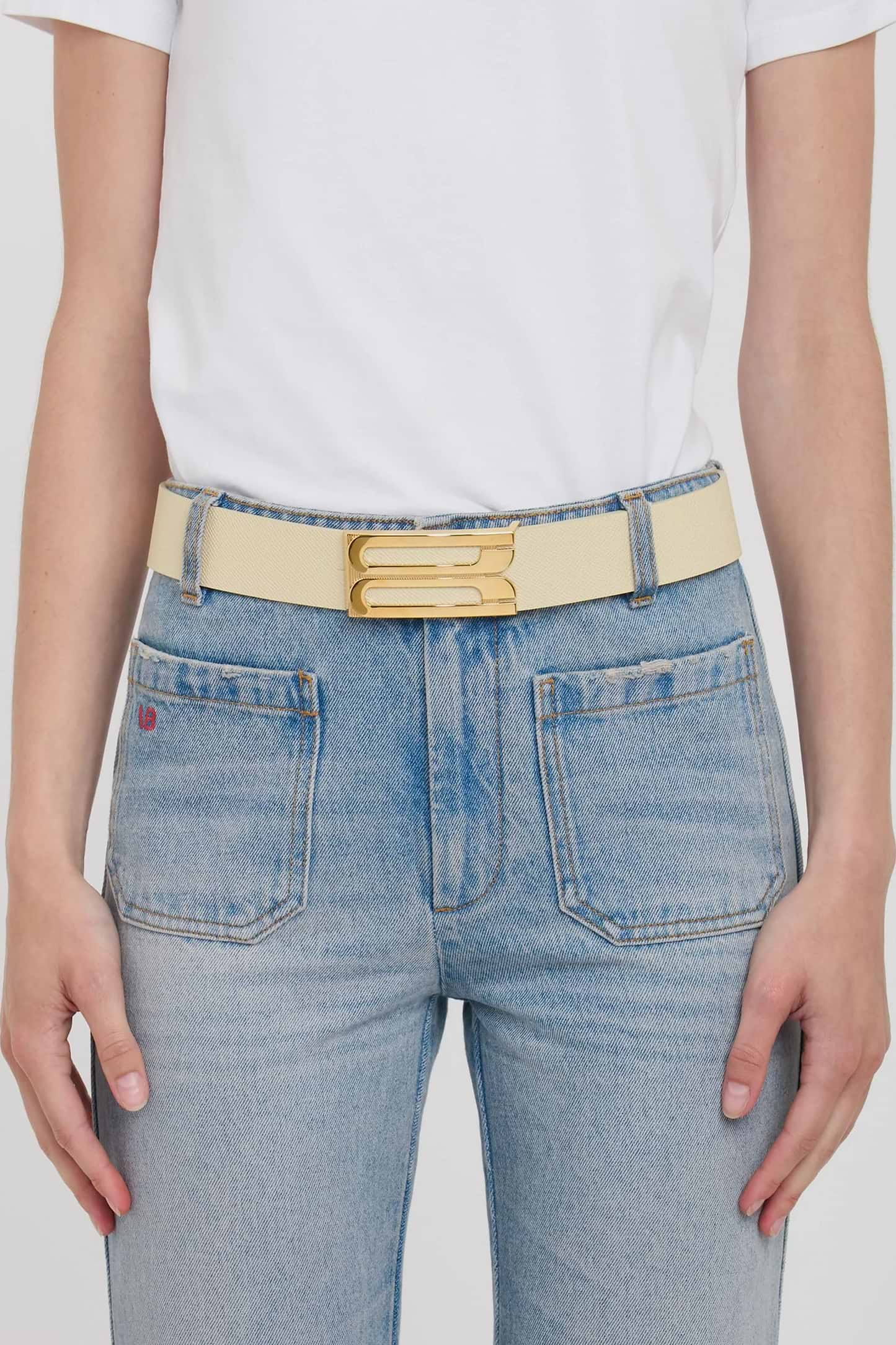Dorian Frame Belt Jumbo 40mm Ivory Grainy Calf Leather
