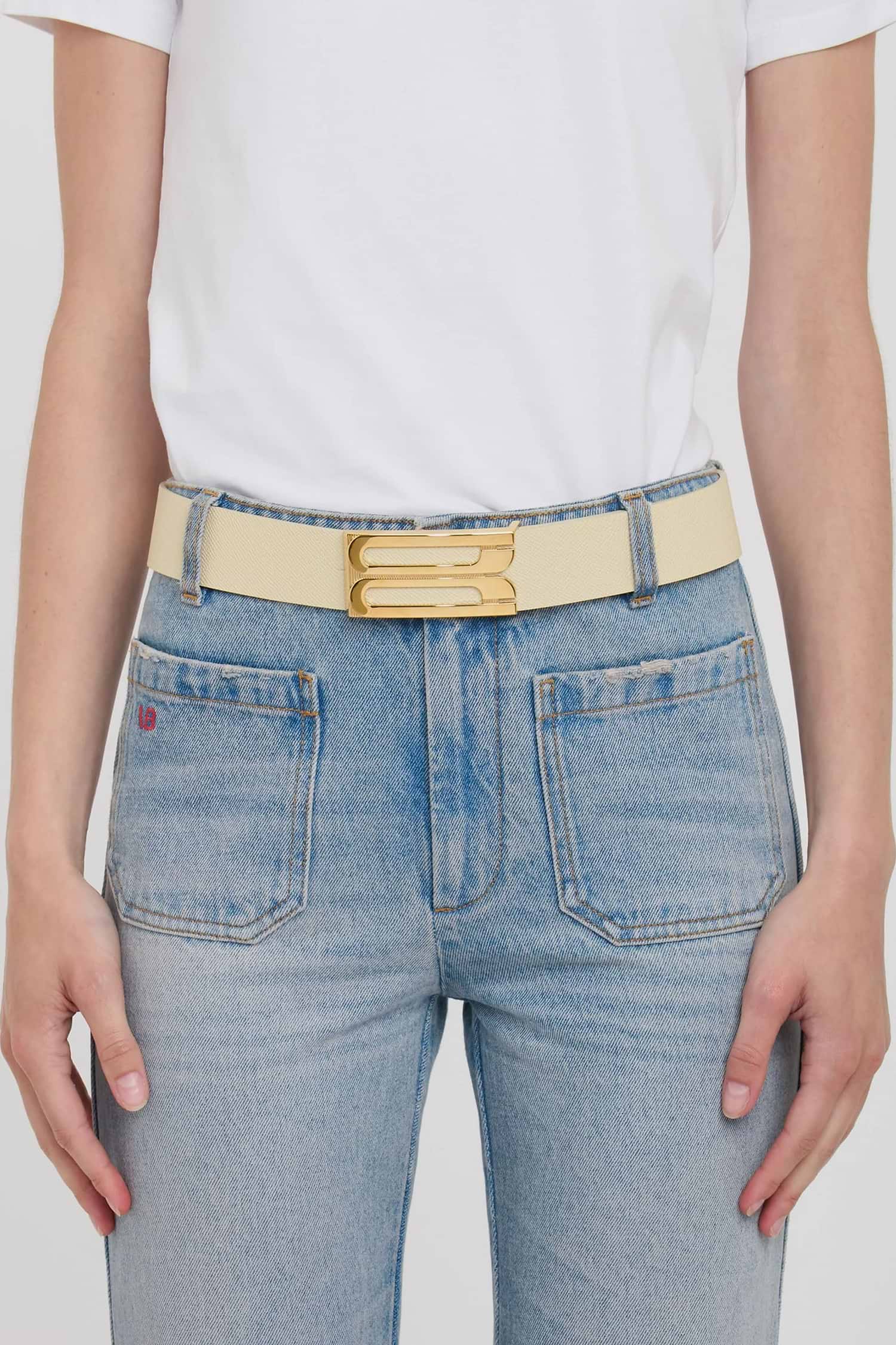 Dorian Frame Belt Jumbo 40mm Ivory Grainy Calf Leather