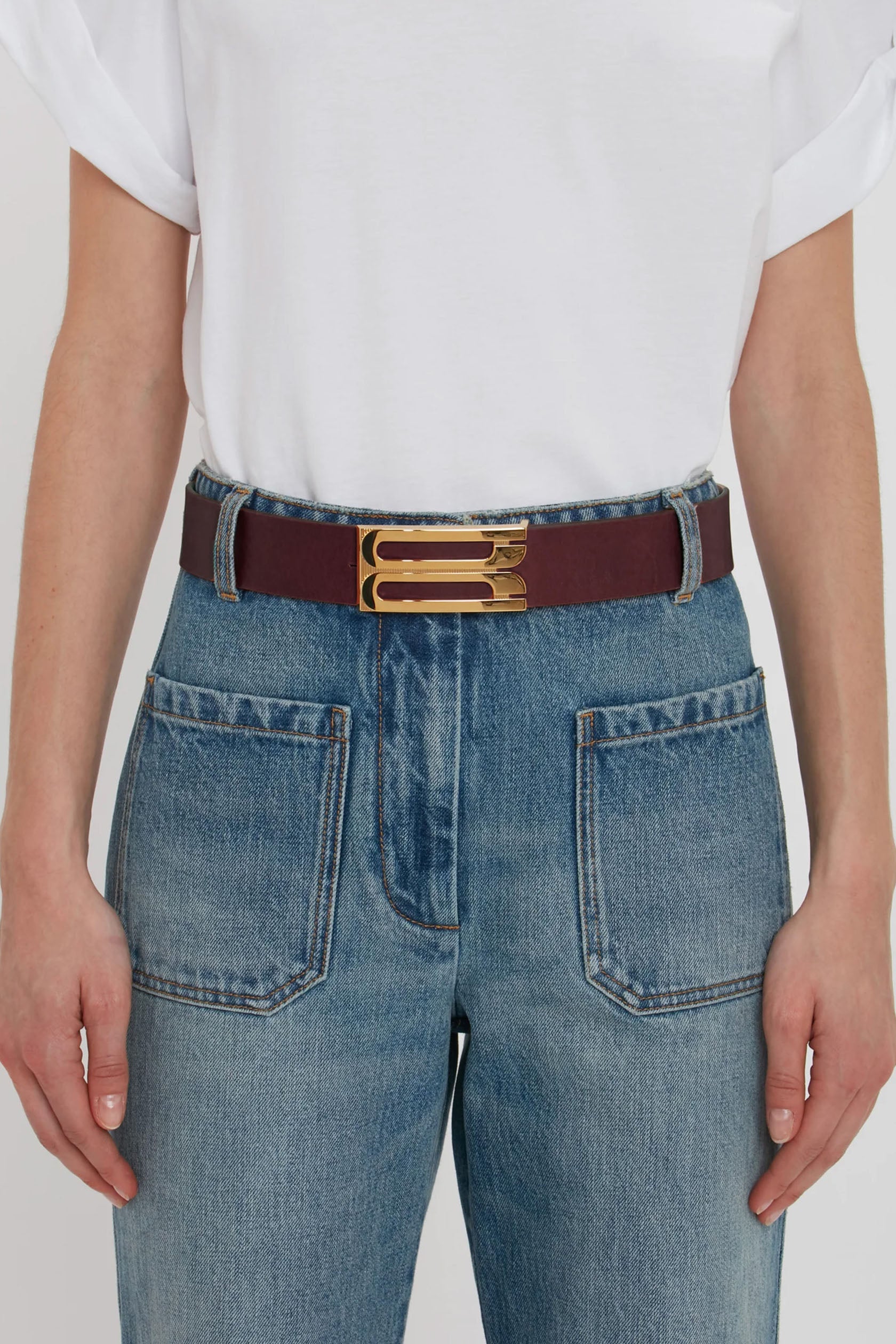 Dorian Frame Belt Jumbo 40mm Burgundy Shiny Calf Leather