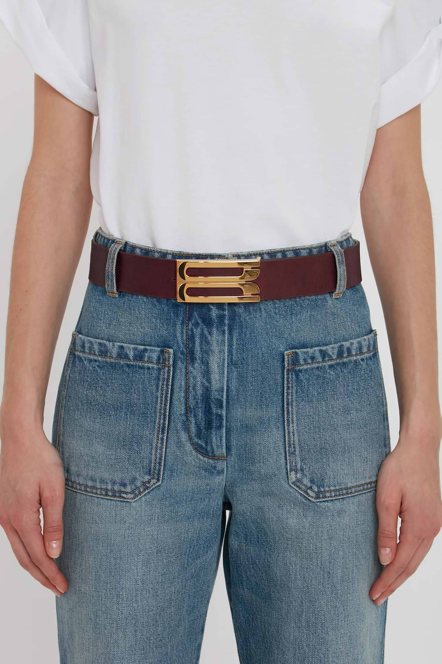 Dorian Frame Belt Jumbo 40mm Burgundy Shiny Calf Leather