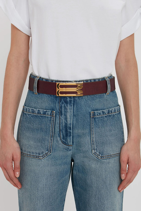 Dorian Frame Belt Jumbo 40mm Burgundy Shiny Calf Leather