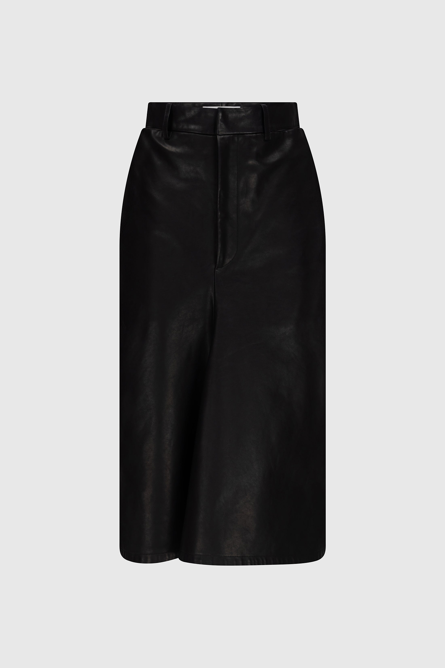 Kick Detail Leather Skirt In Black