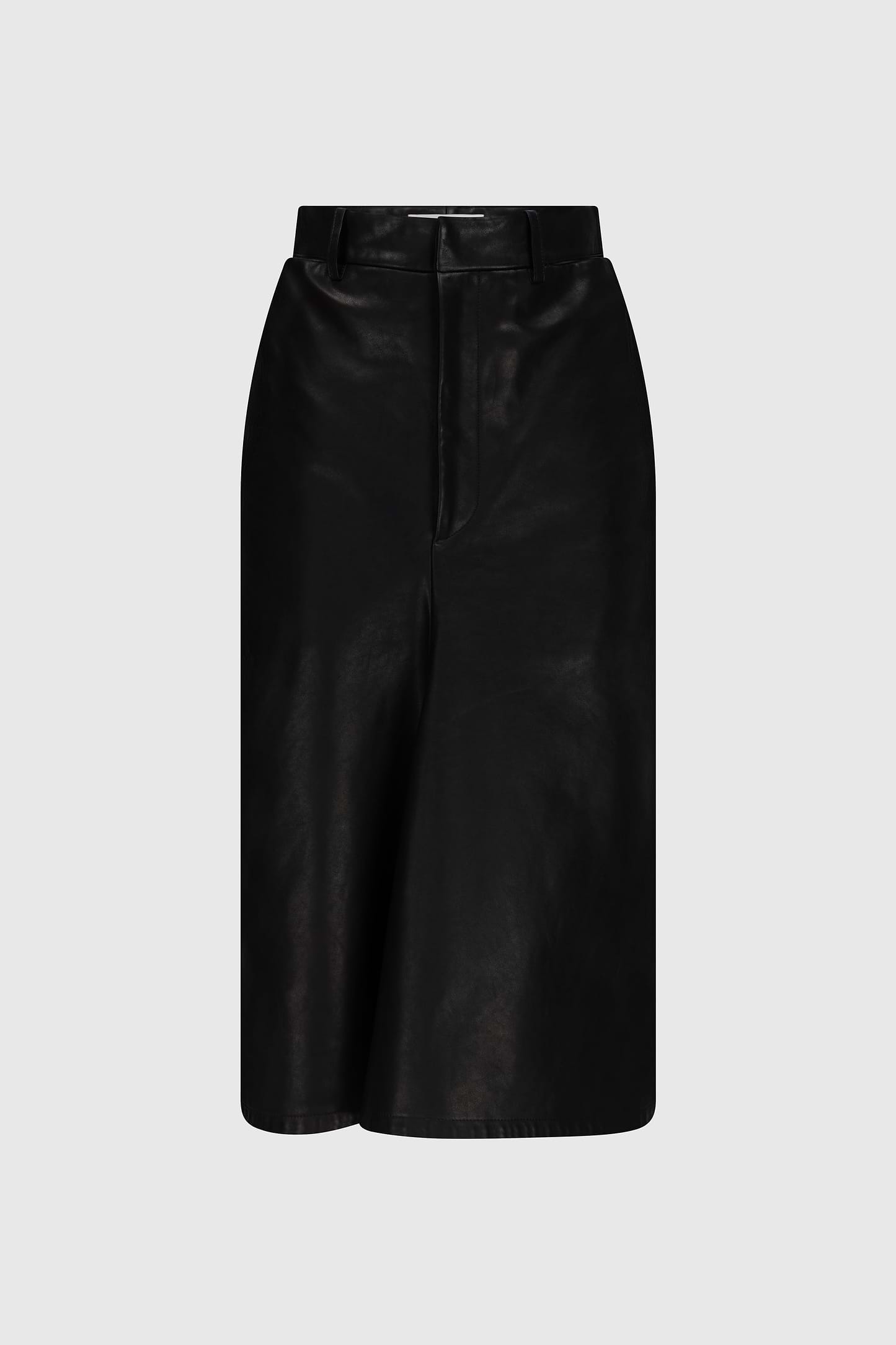 Kick Detail Leather Skirt In Black