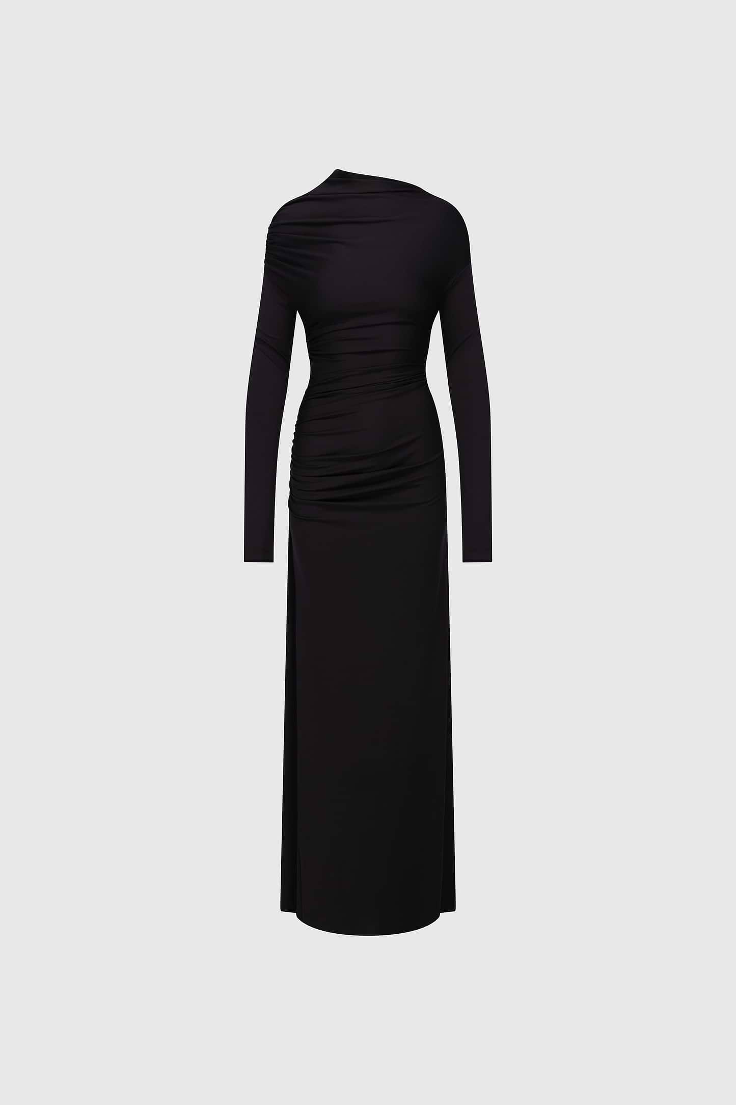 Shoulder Drape Gown In Black