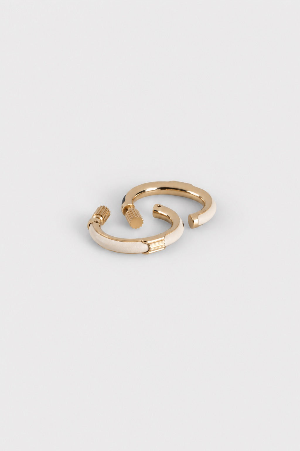 Strobel Hoop Earrings In Ceramic Brass & Leather