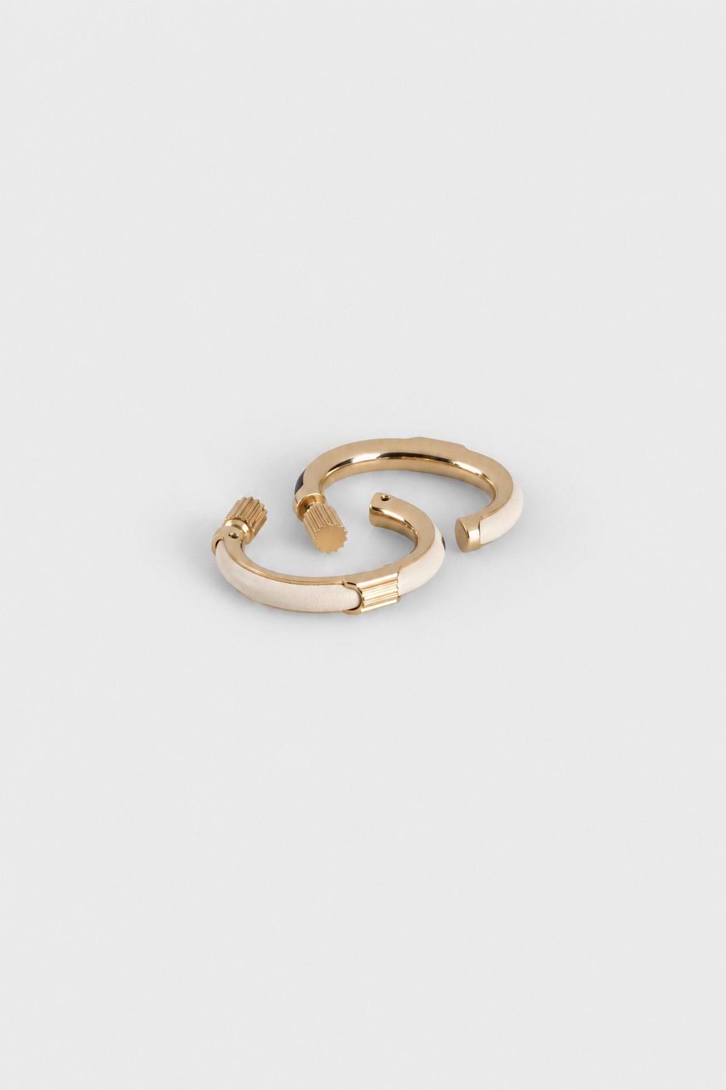 Strobel Hoop Earrings In Ceramic Brass & Leather