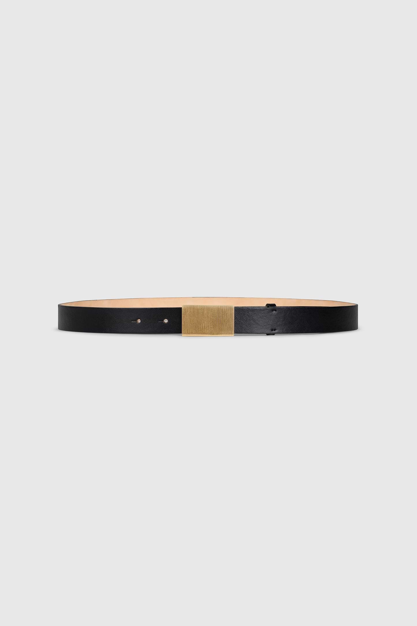 Portofino Guilloché Belt 25mm Black Shiny Leather