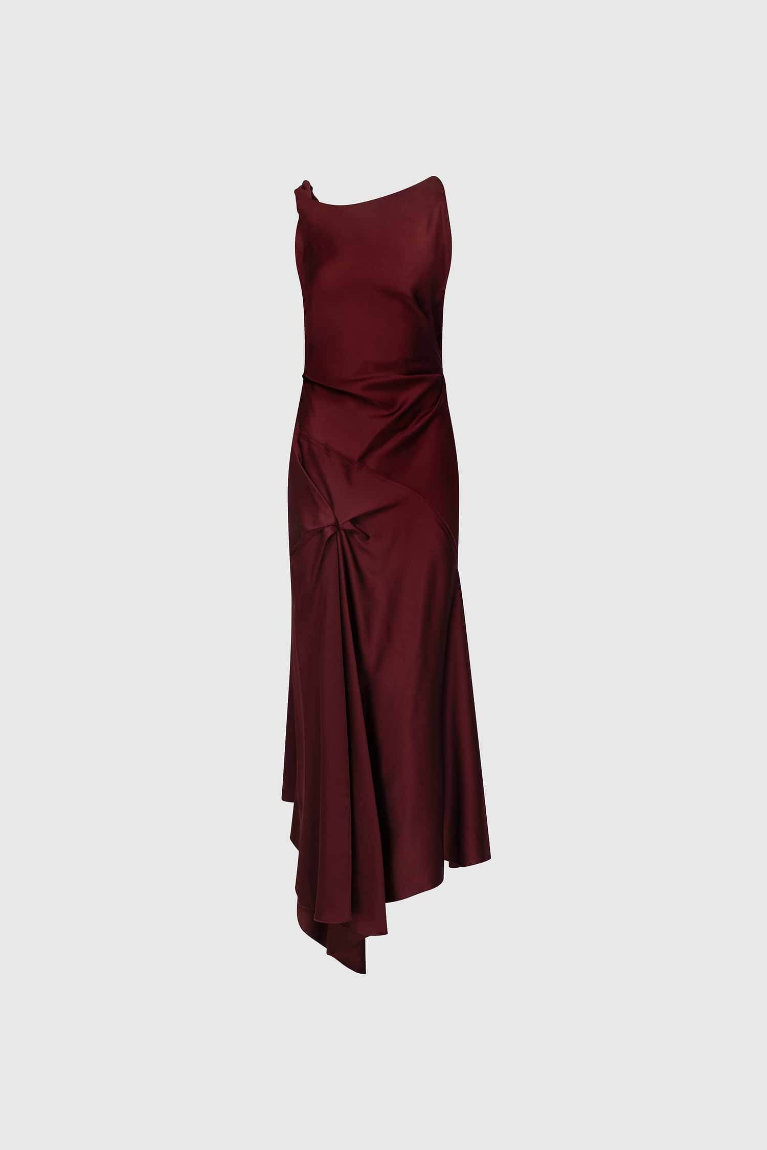 Posy Midi Dress In Burgundy