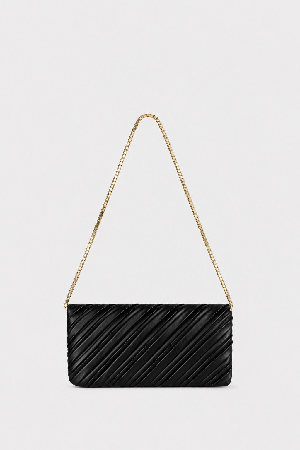 Soft Dorian Chain Baguette Black Pleated Nappa
