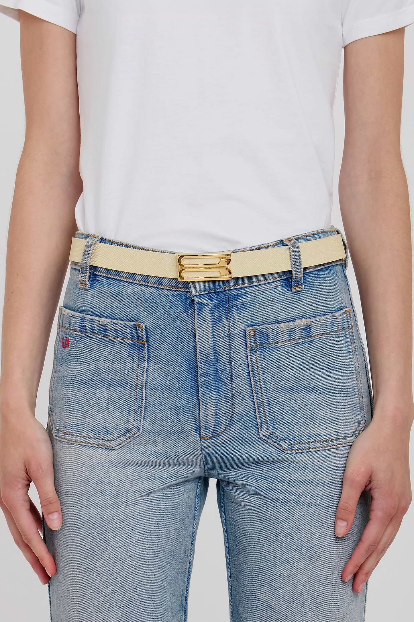 Dorian Frame Belt 25mm Ivory Grainy Calf Leather