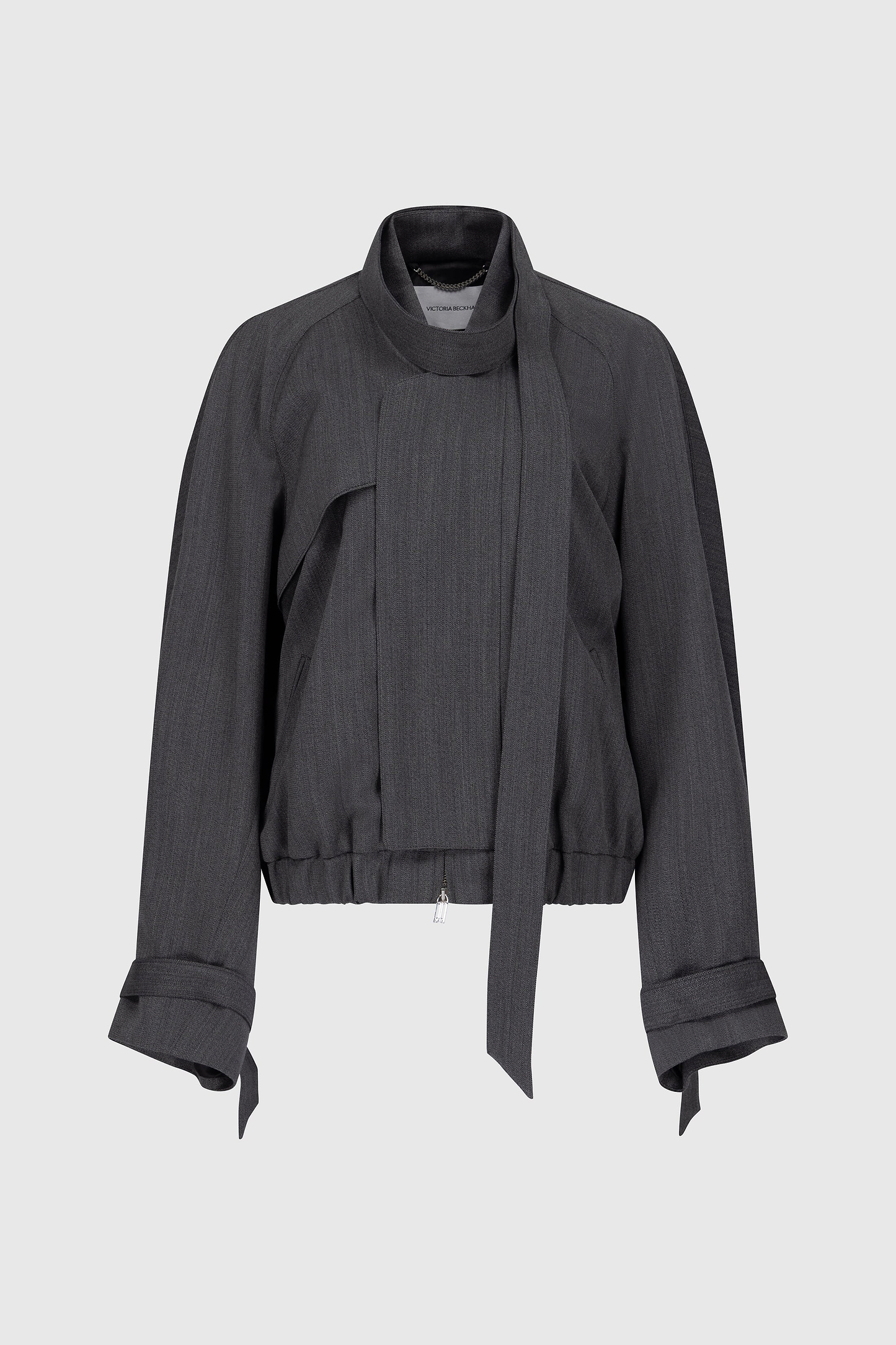 Scarf Bomber Jacket In Dark Grey