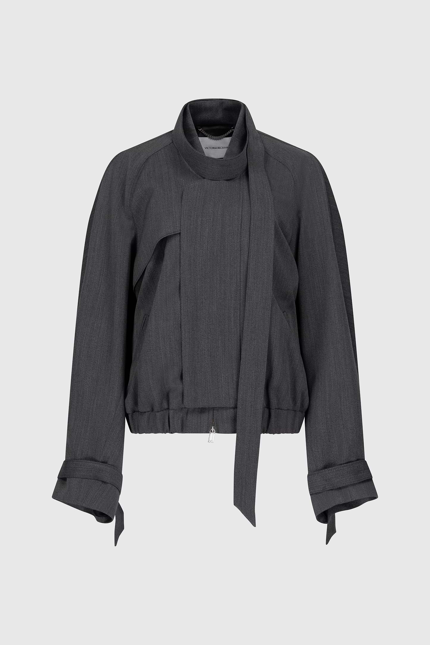Scarf Bomber Jacket In Dark Grey