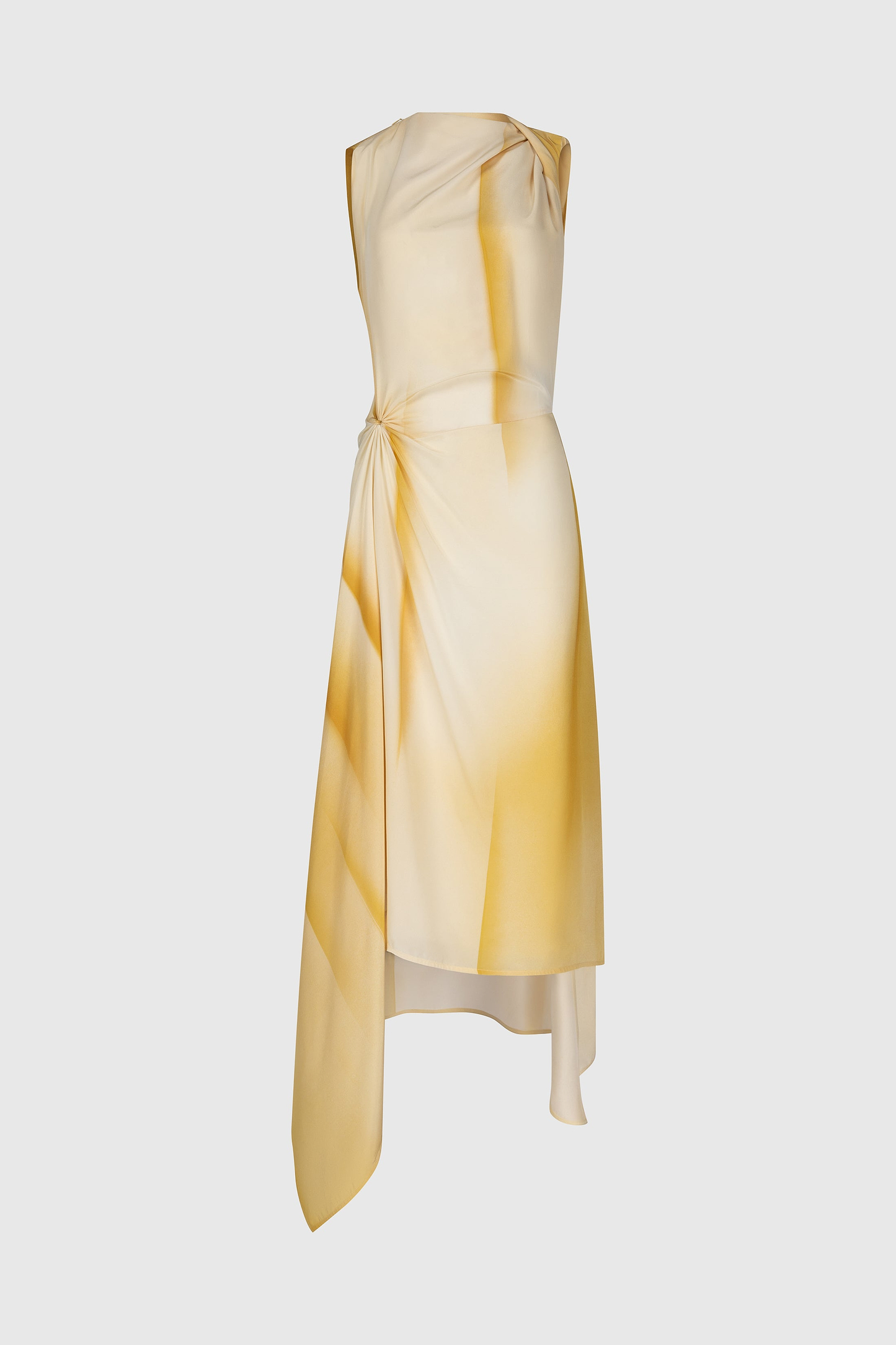 Sleeveless Draped Midi Dress In Yellow