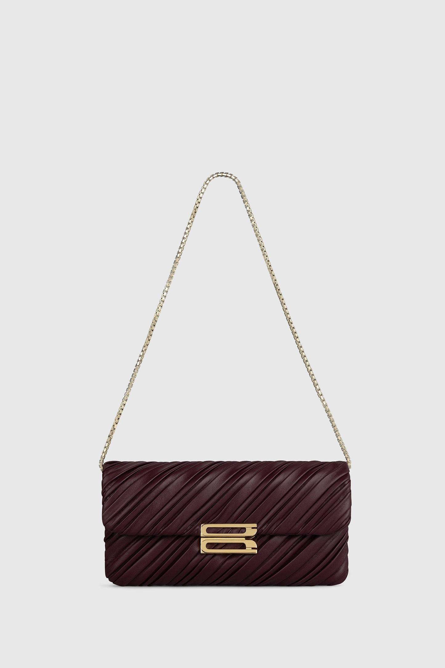Soft Dorian Chain Baguette Burgundy Pleated Nappa