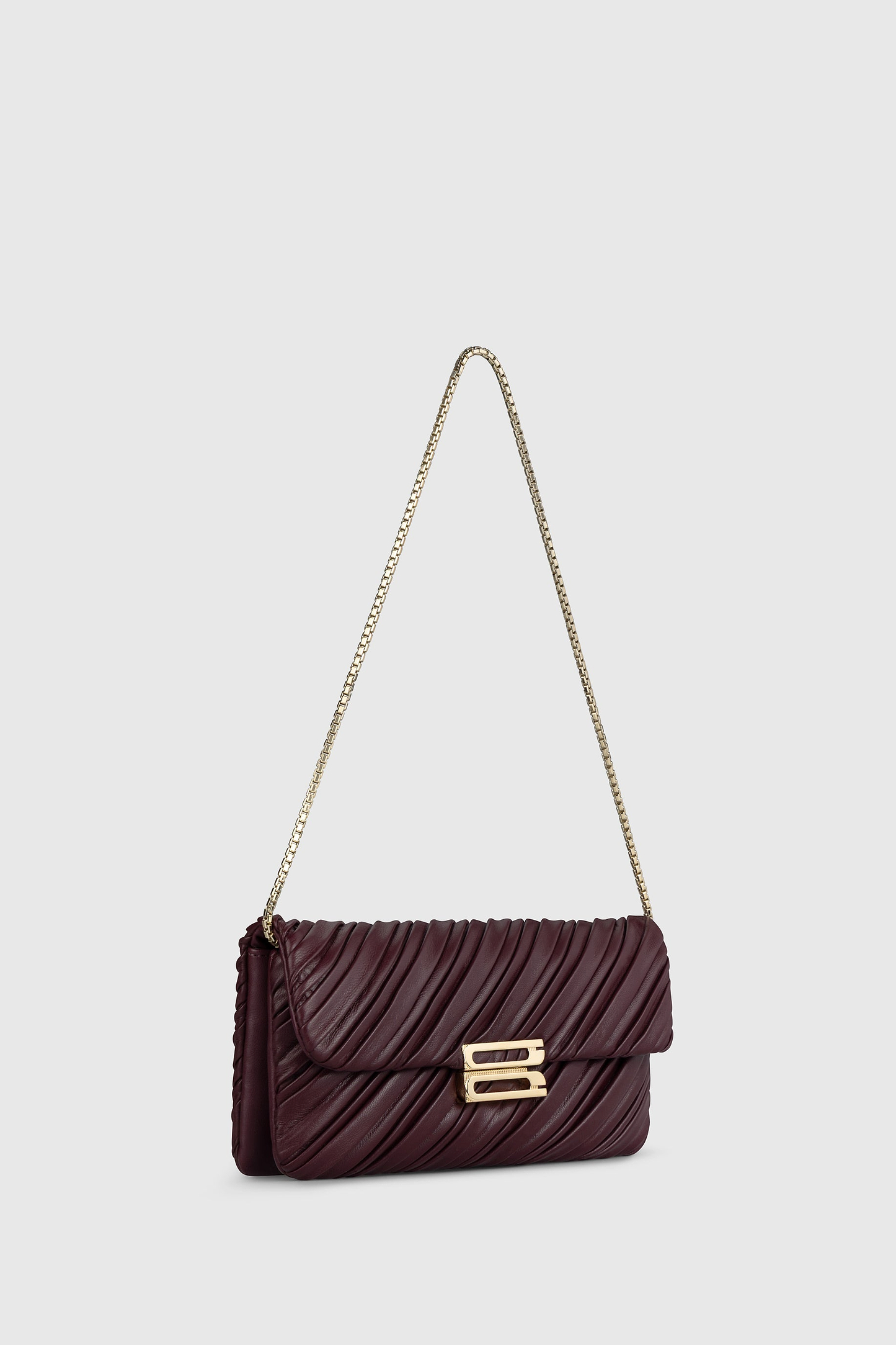 Soft Dorian Chain Baguette Burgundy Pleated Nappa